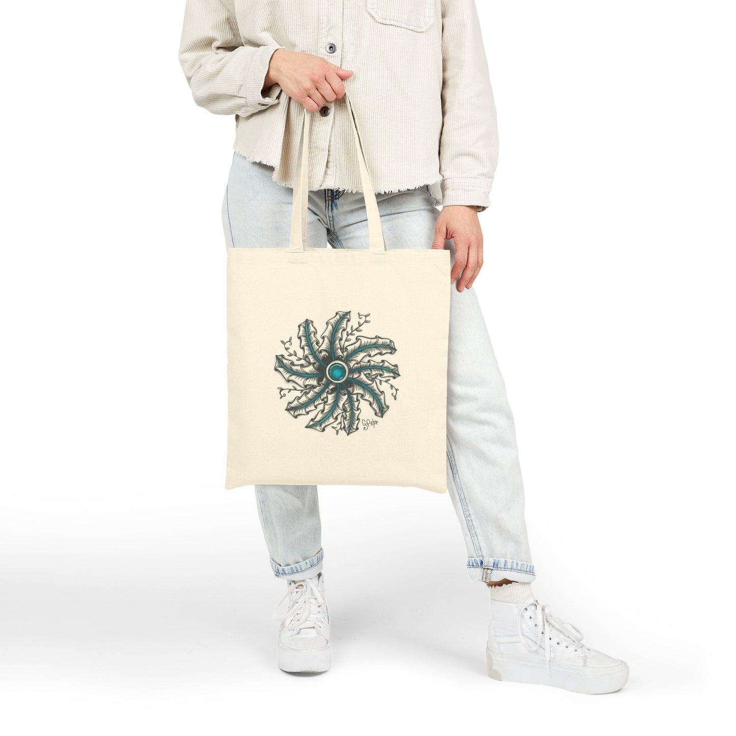 Zen Medallion Cotton Canvas Tote Bag