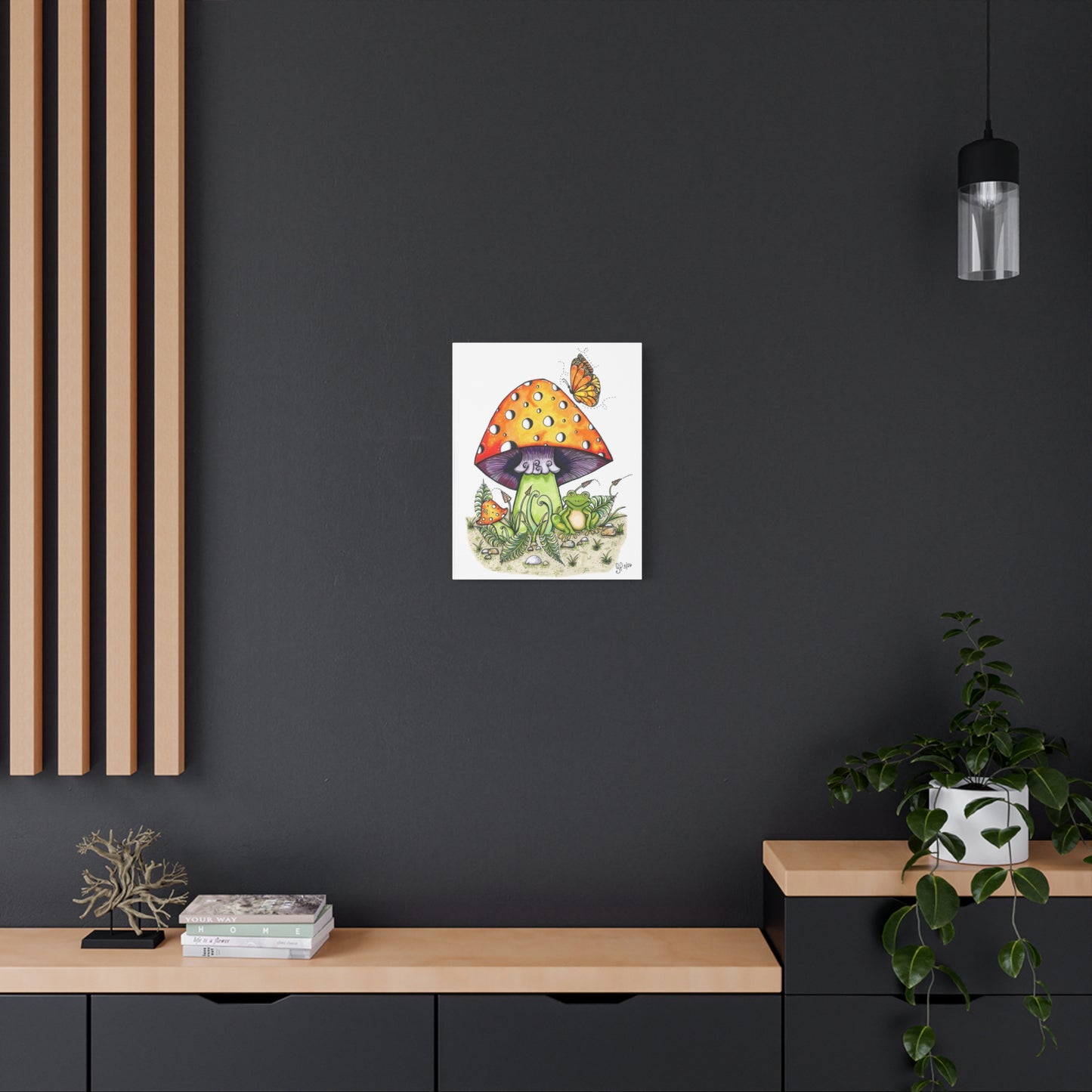 Froggy Loves Mushrooms Matte Canvas (unframed)