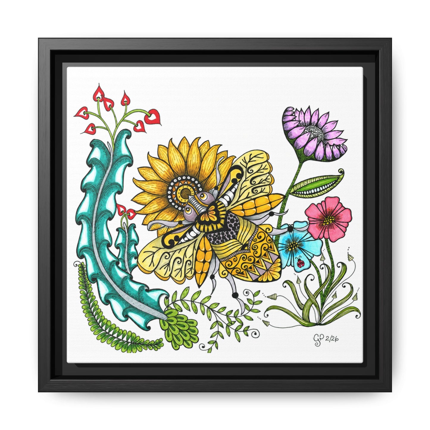 Boho Bumblebee Matte Canvas, Framed (Multi-color)