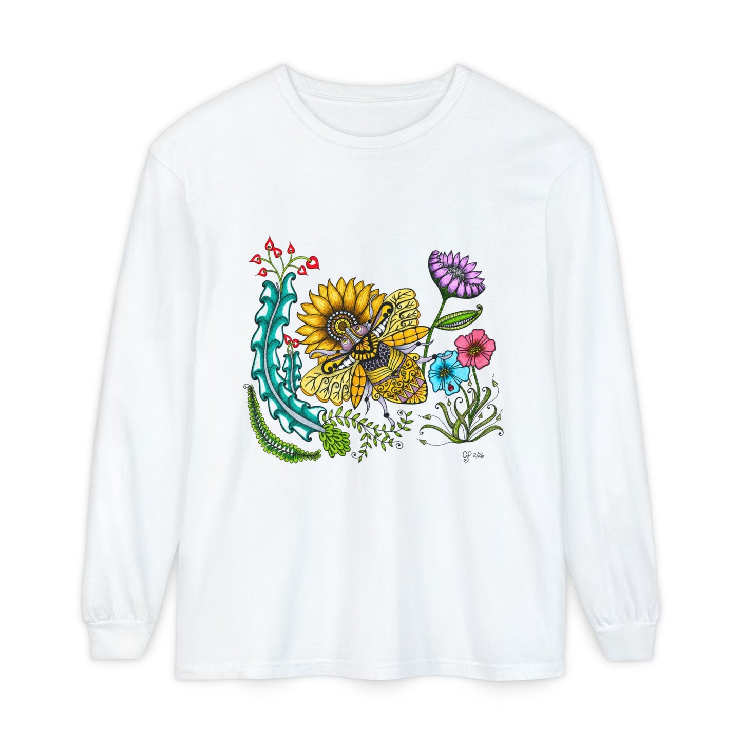 Boho Bumblebee Garment-dyed Long Sleeve T-Shirt