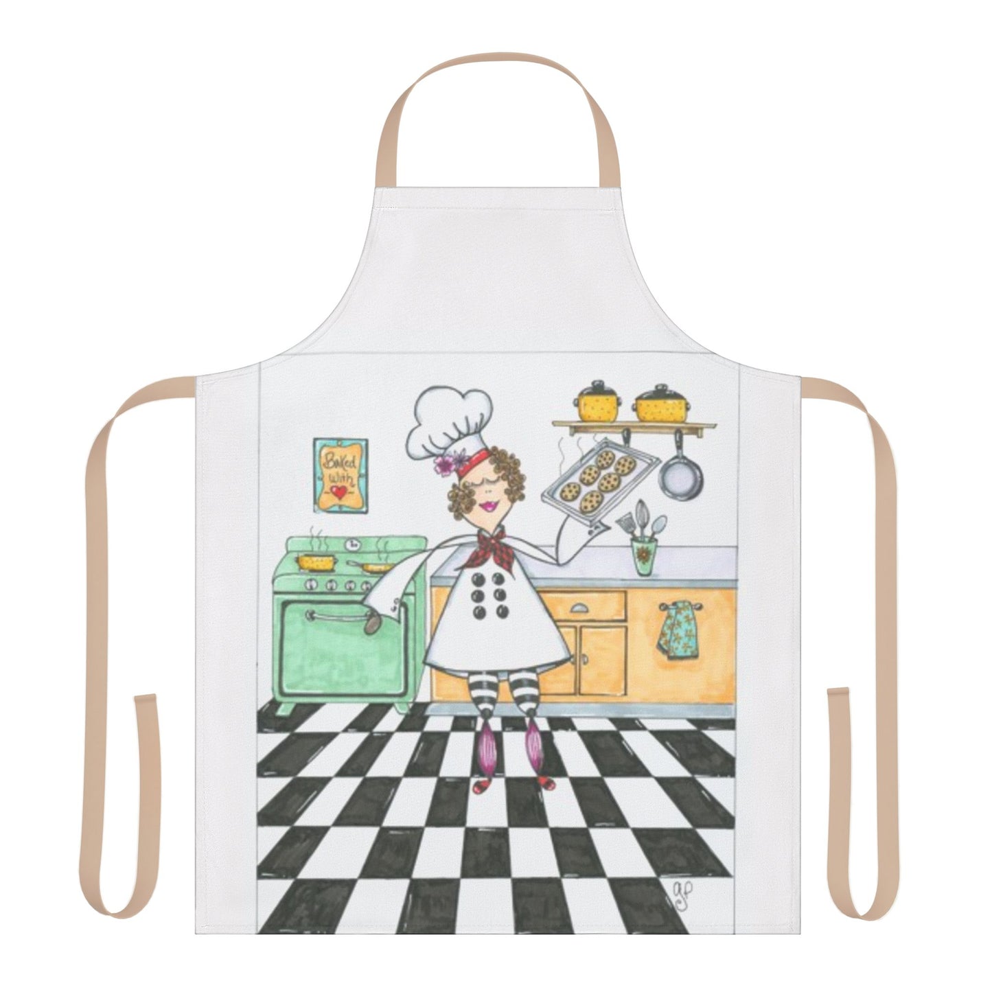 She Bakes! Apron, 5-Color Straps (AOP)