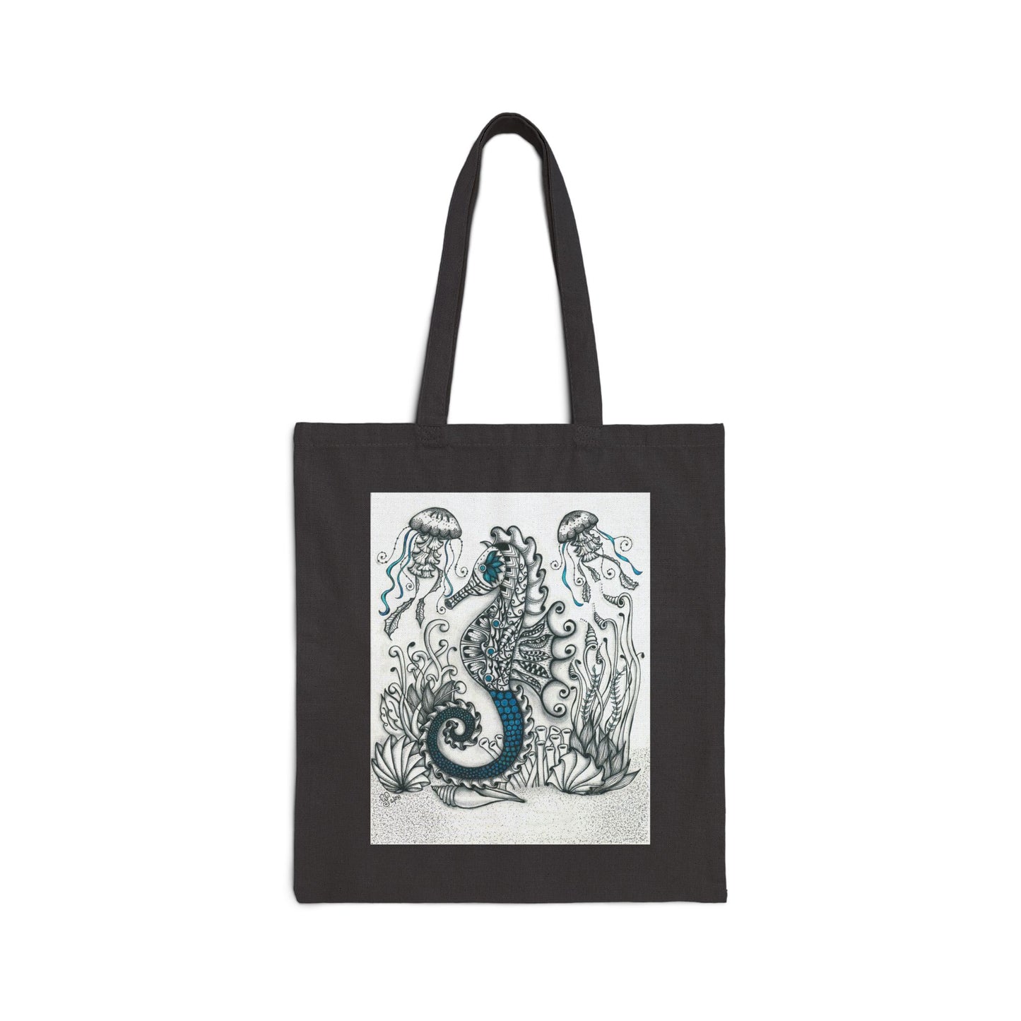Seahorse & Jellyfish Party Cotton Canvas Tote Bag