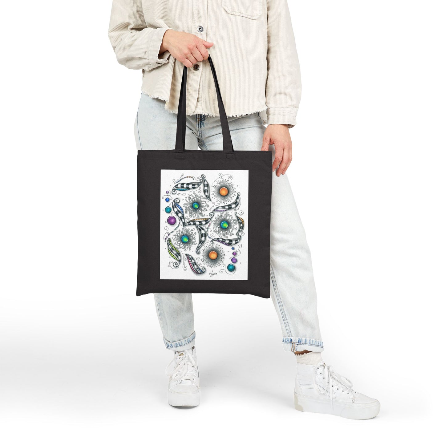 Zen Whimsy Cotton Canvas Tote Bag