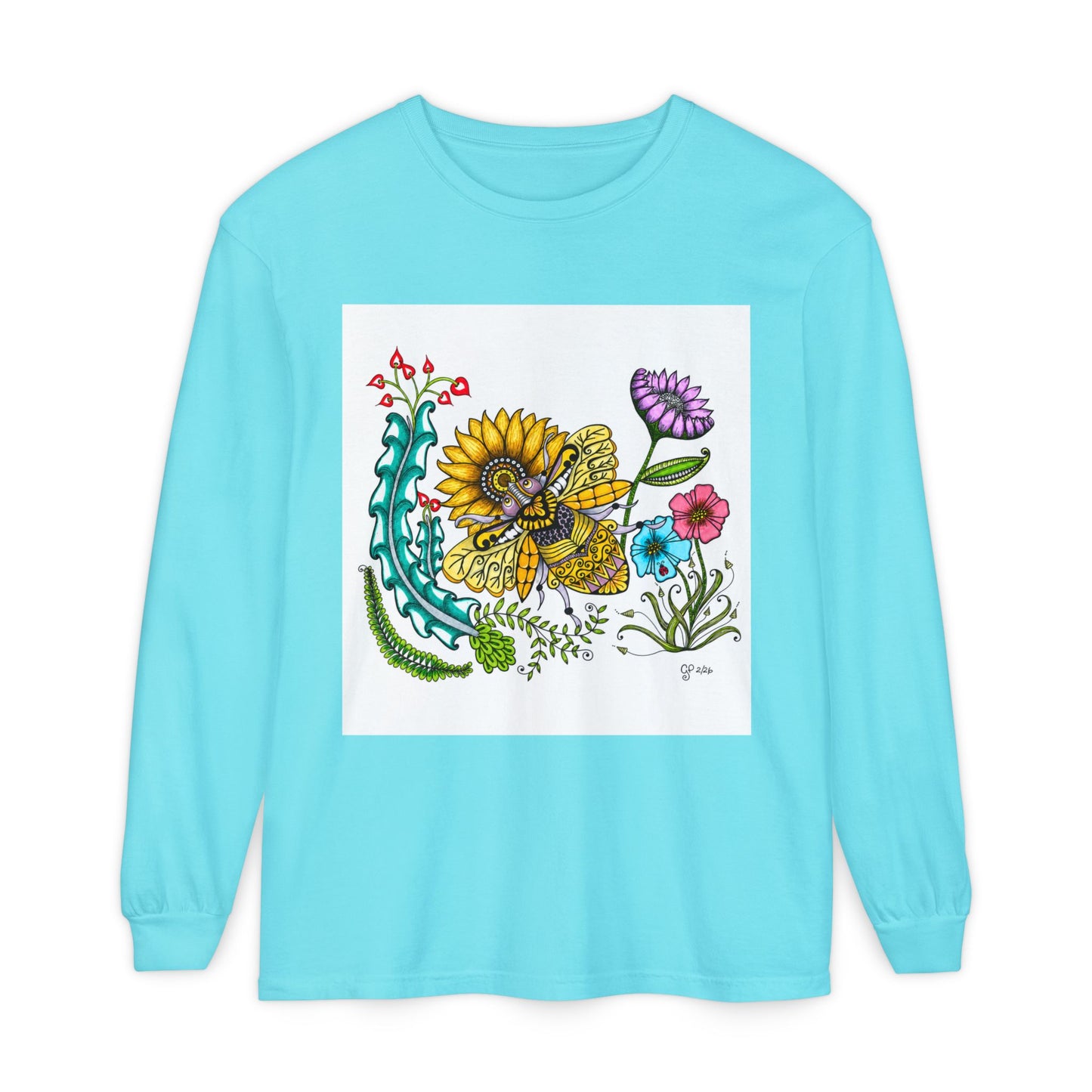 Boho Bumblebee Garment-dyed Long Sleeve T-Shirt