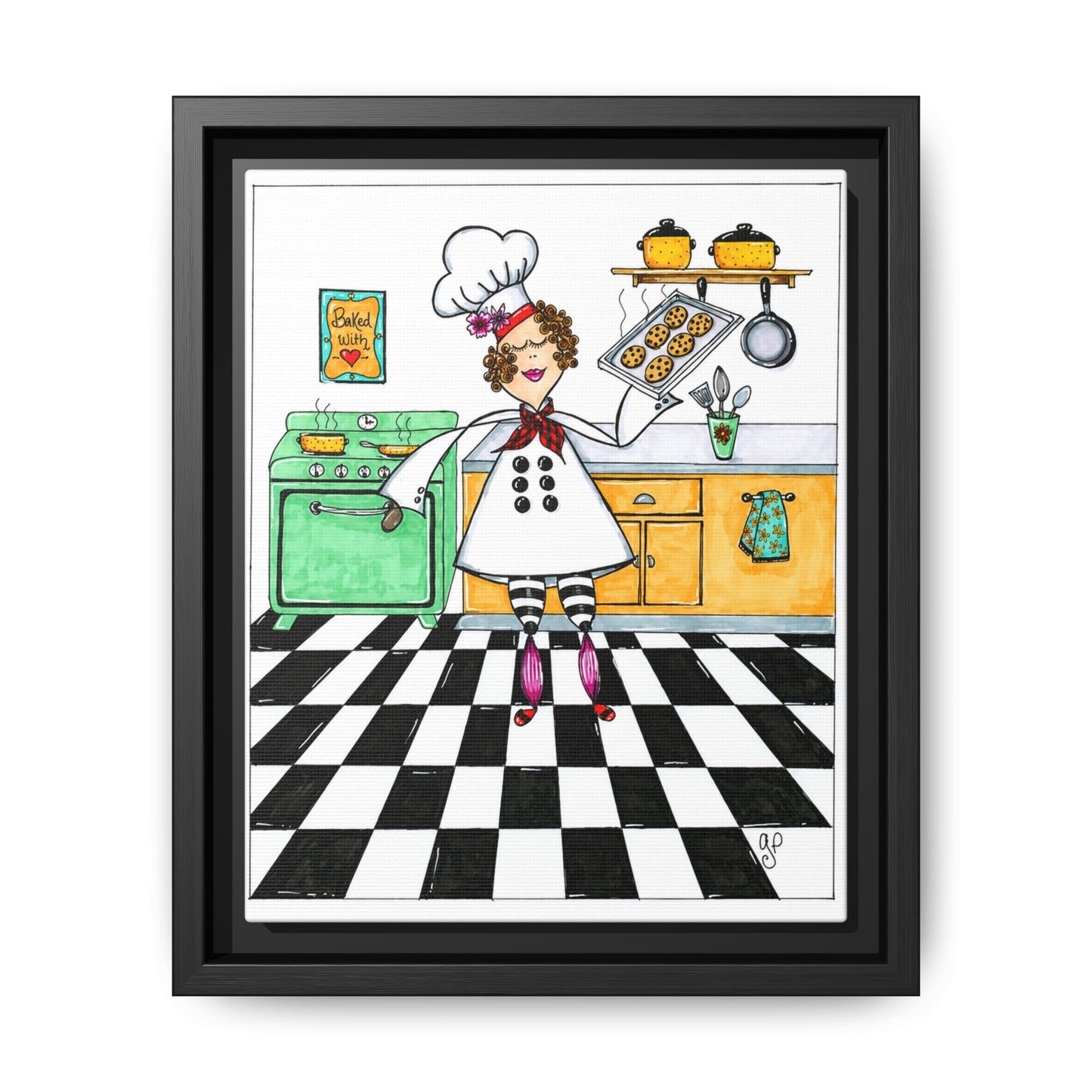 She Bakes! Matte Canvas, Framed (Multi-color)