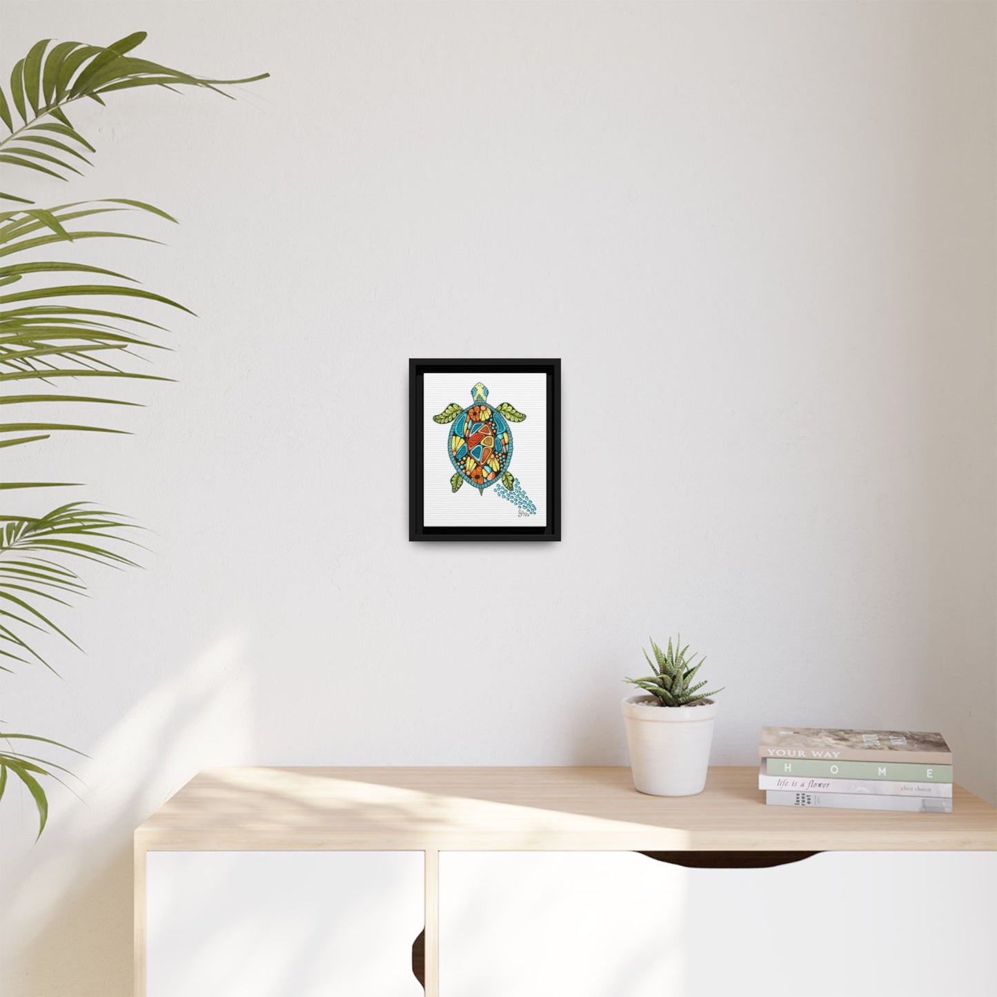 Sea Turtle Matte Canvas, Framed (Multi-color)