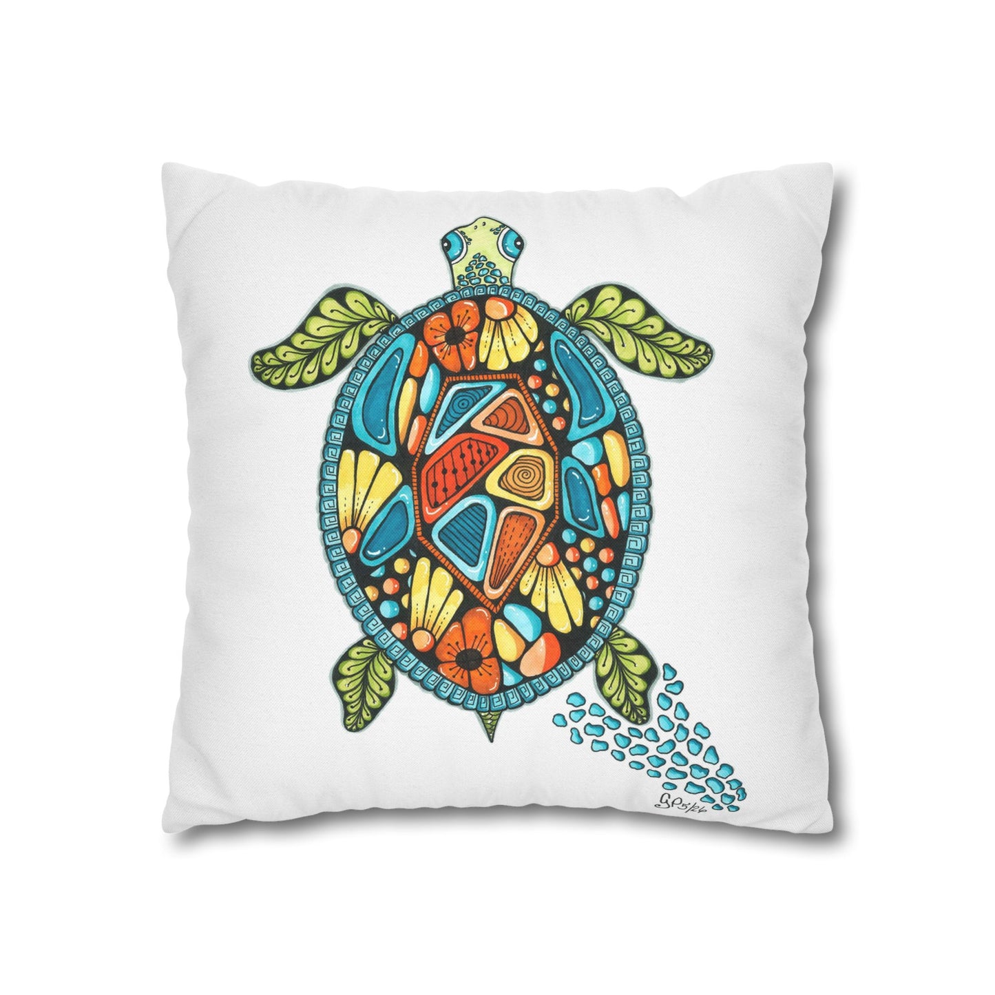 Sea Turtle Spun Polyester Square Pillowcase