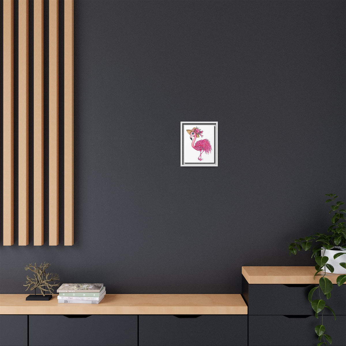 Francine The Flamingo Matte Canvas, Framed (Multi-color)
