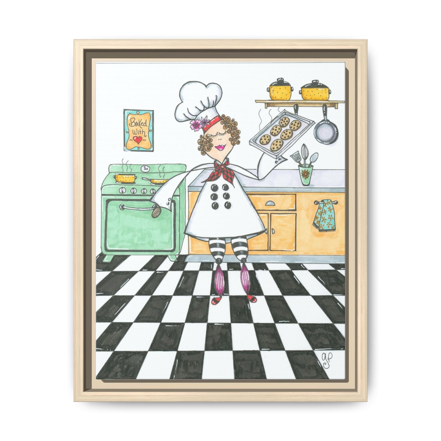 She Bakes! Matte Canvas, Framed (Multi-color)