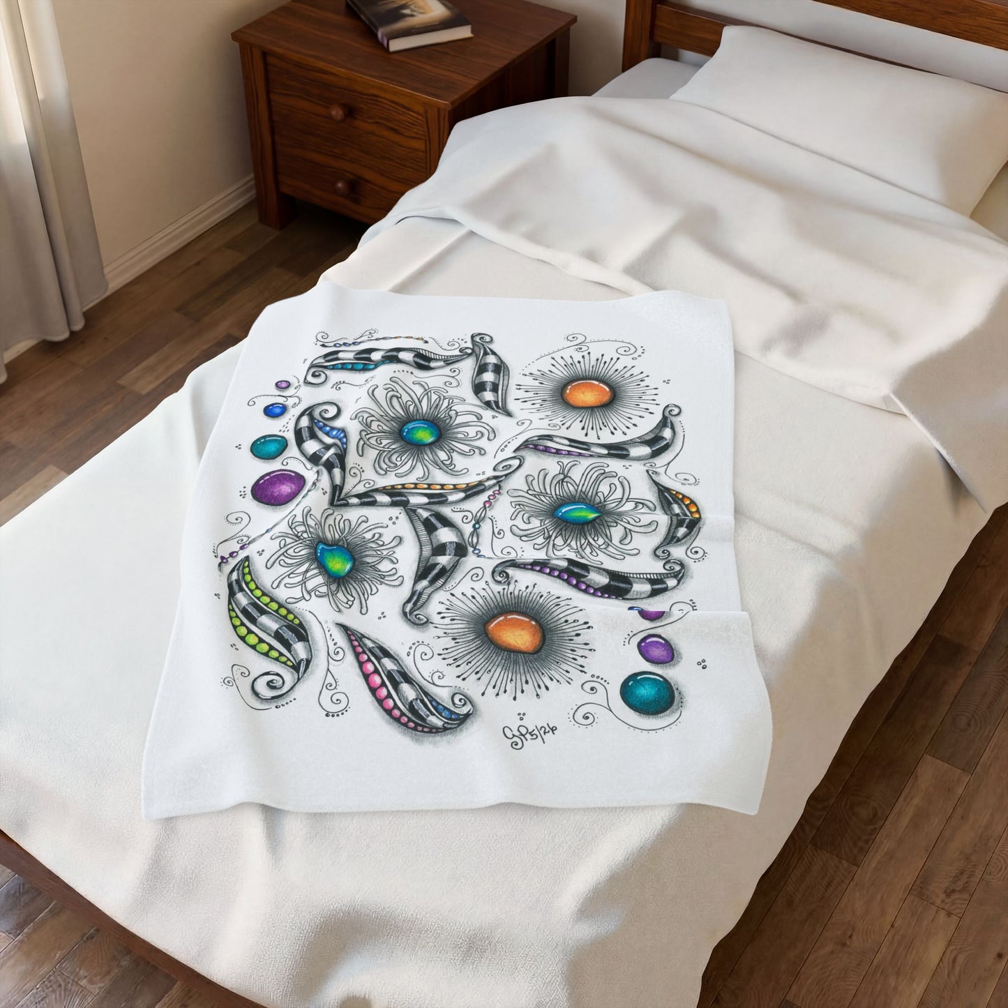 Zen Whimsy Velveteen Plush Blanket
