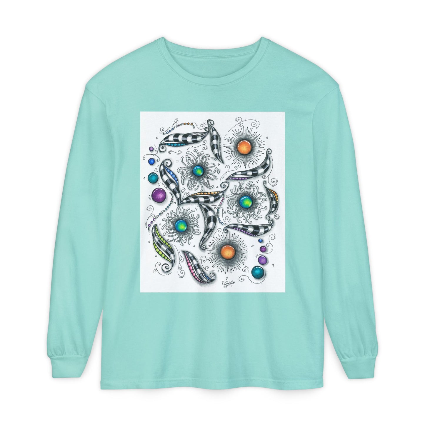 Zen Whimsy Unisex Garment-dyed Long Sleeve T-Shirt