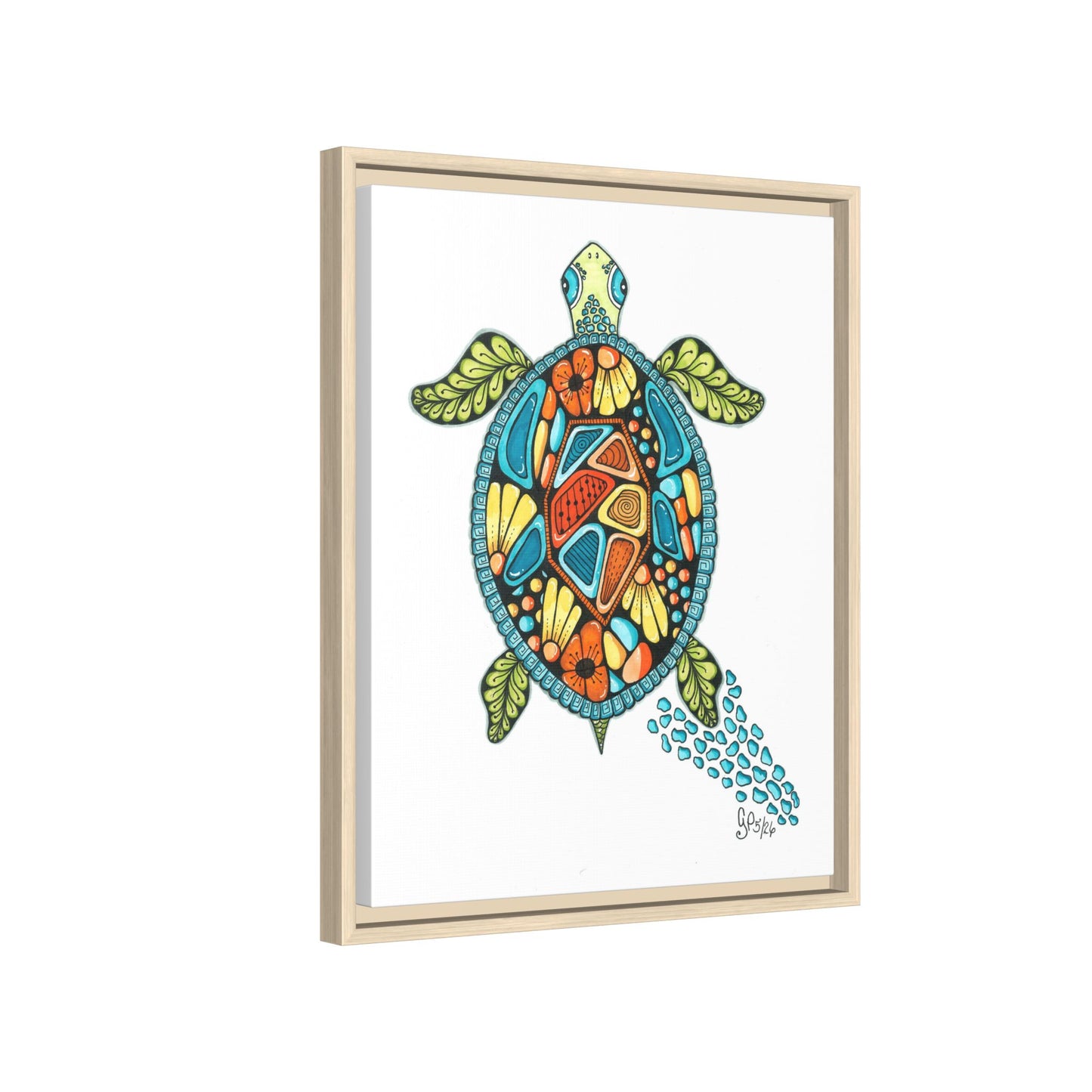 Sea Turtle Matte Canvas, Framed (Multi-color)