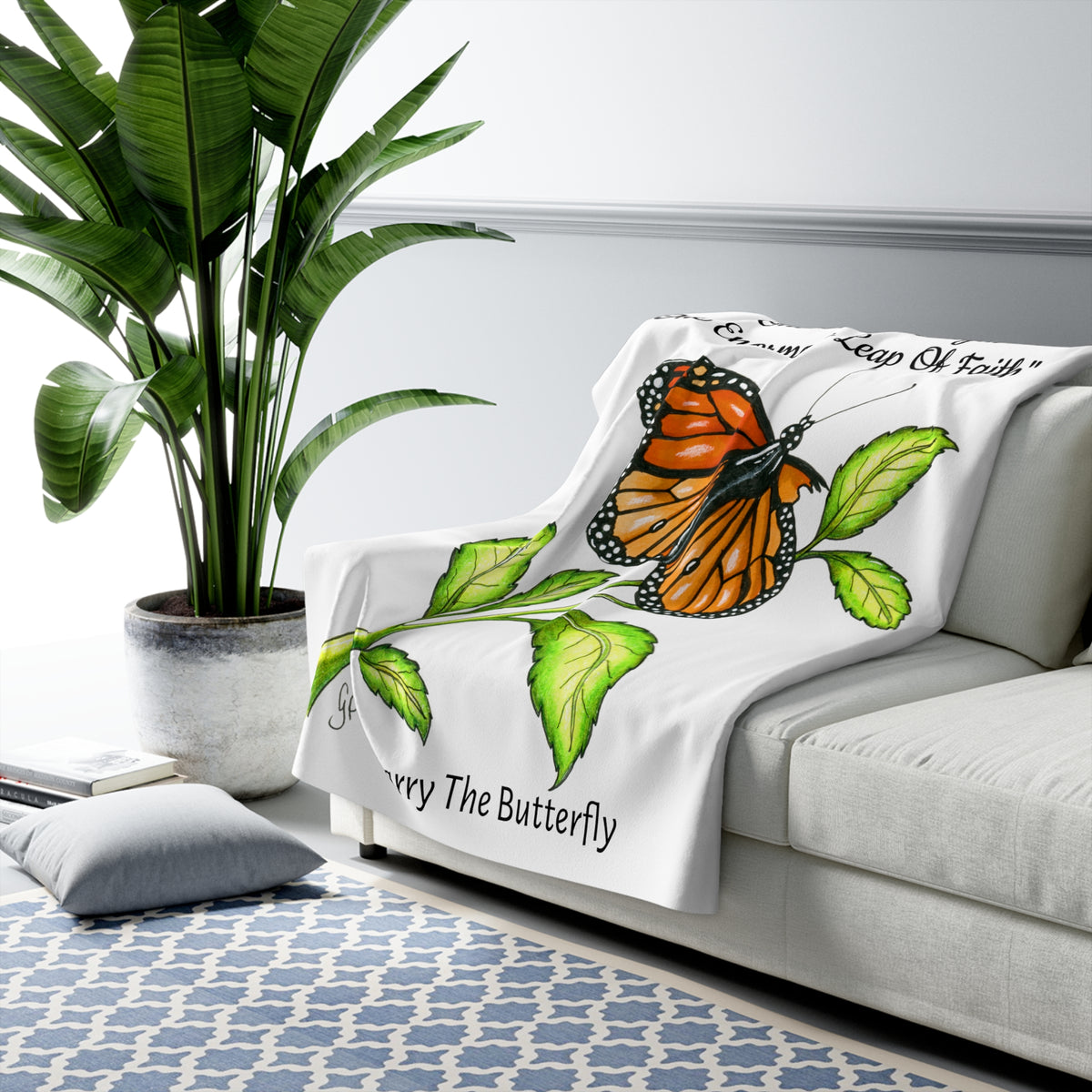 Larry The Butterfly Sherpa Fleece Blanket