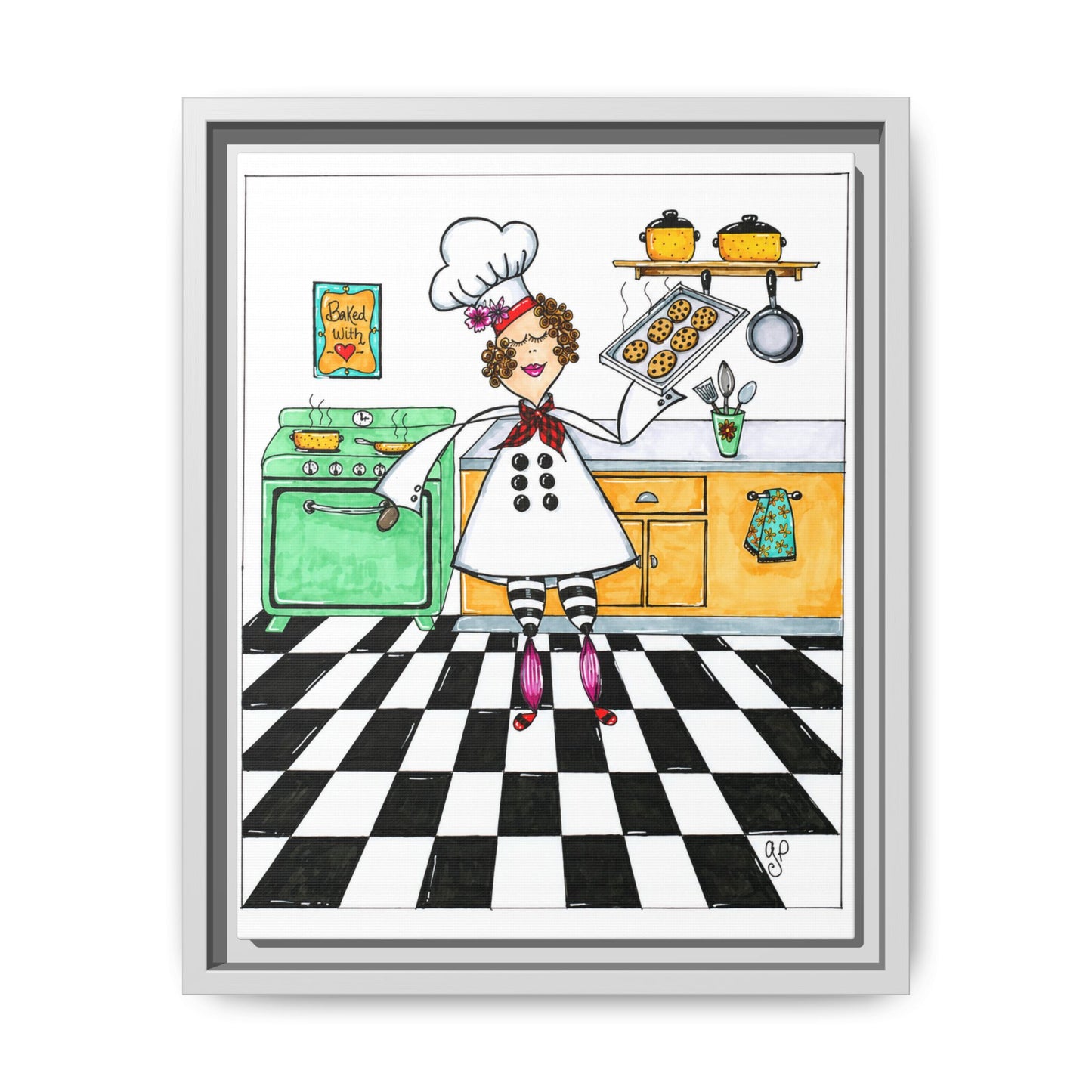 She Bakes! Matte Canvas, Framed (Multi-color)