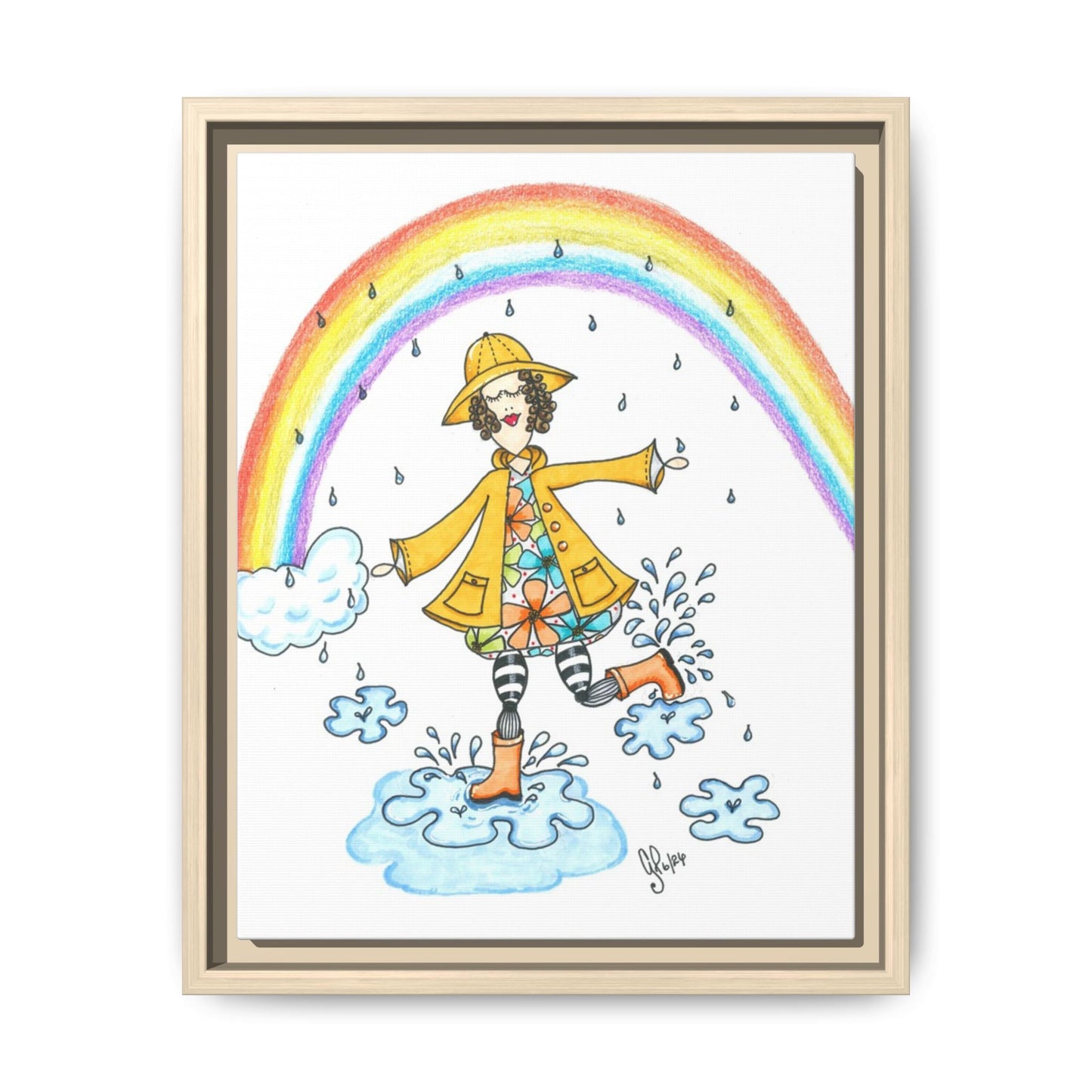Dancing In The Rain Matte Canvas, Framed (Multi-color)