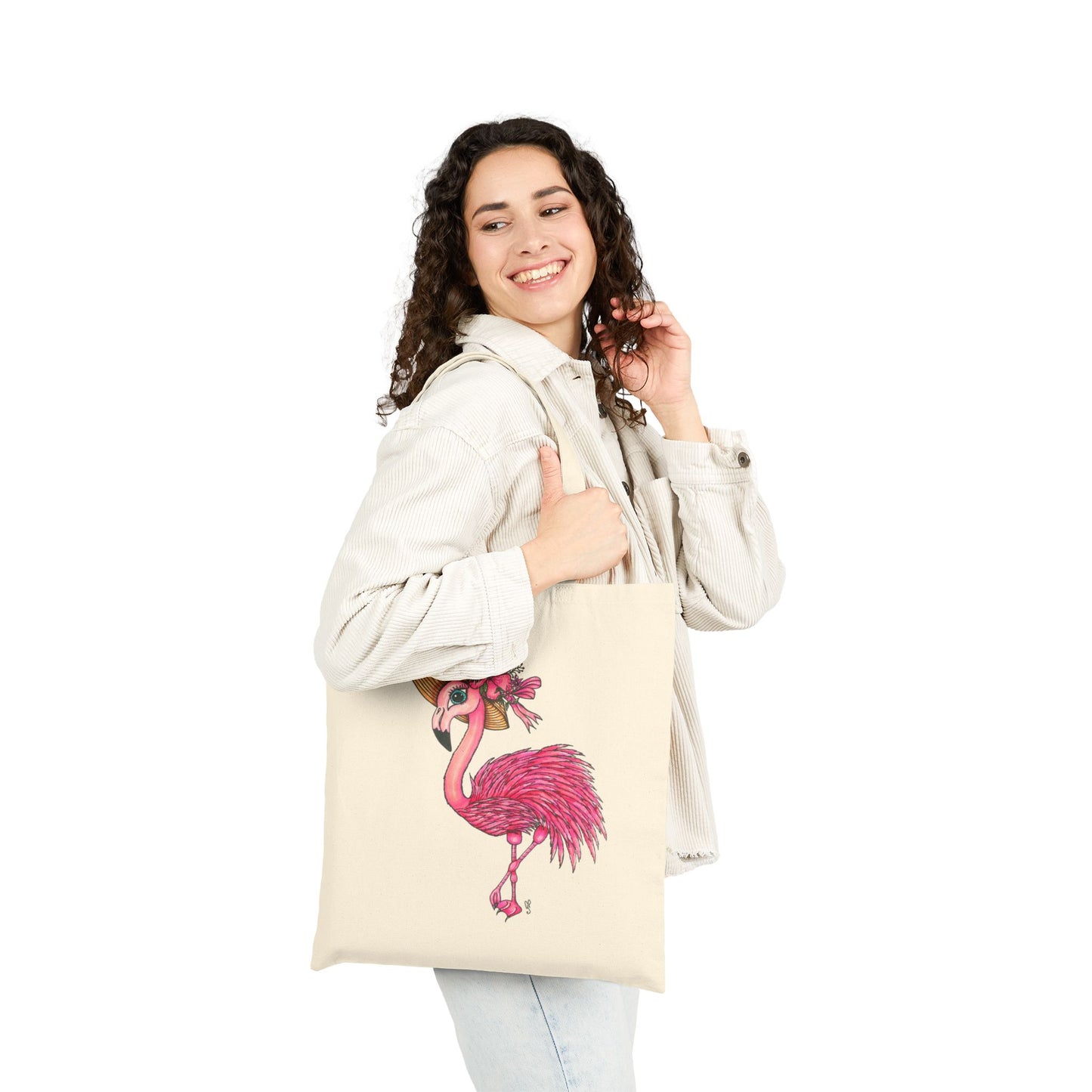 Flamingo Cotton Canvas Tote Bag