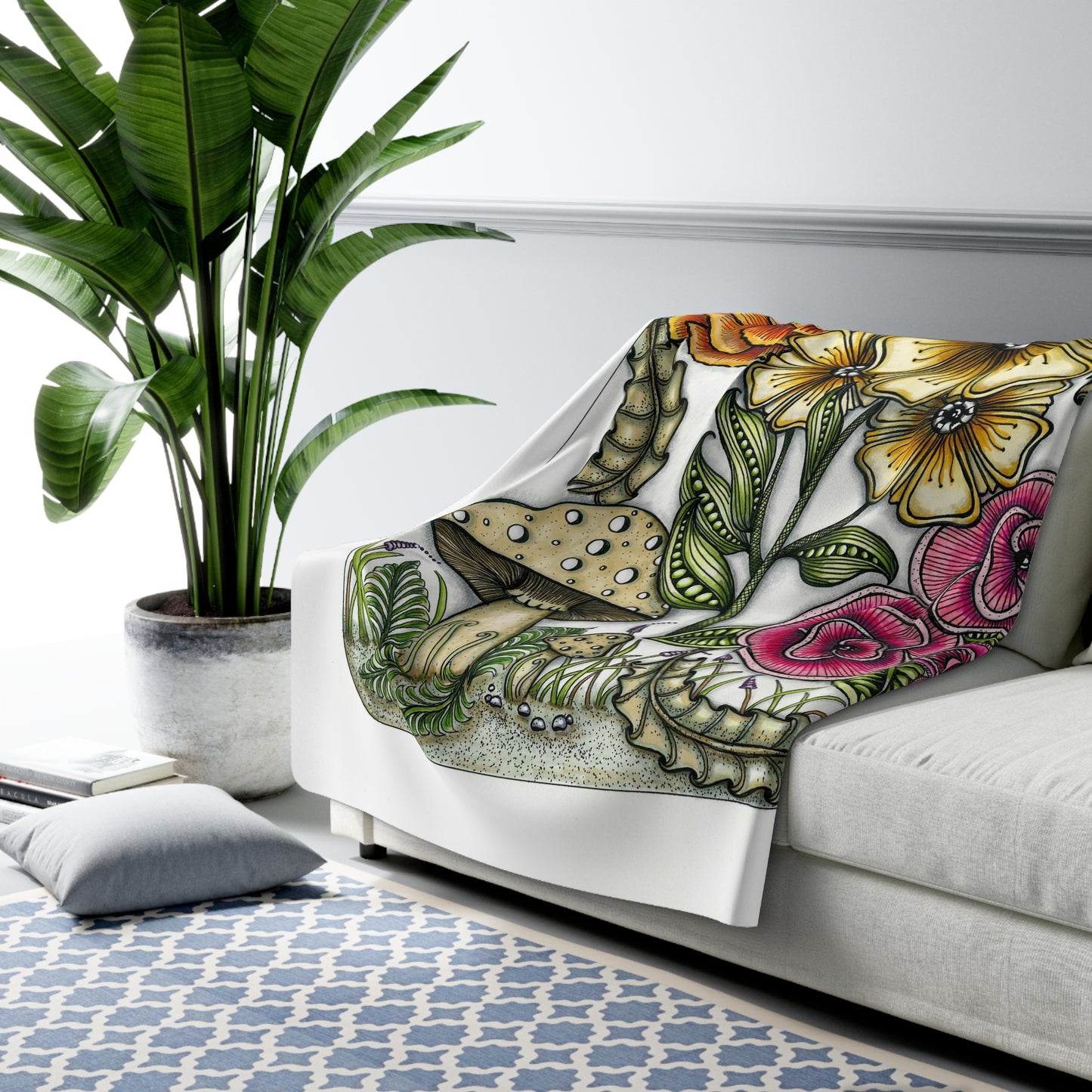 Wild Flowers Sherpa Fleece Blanket