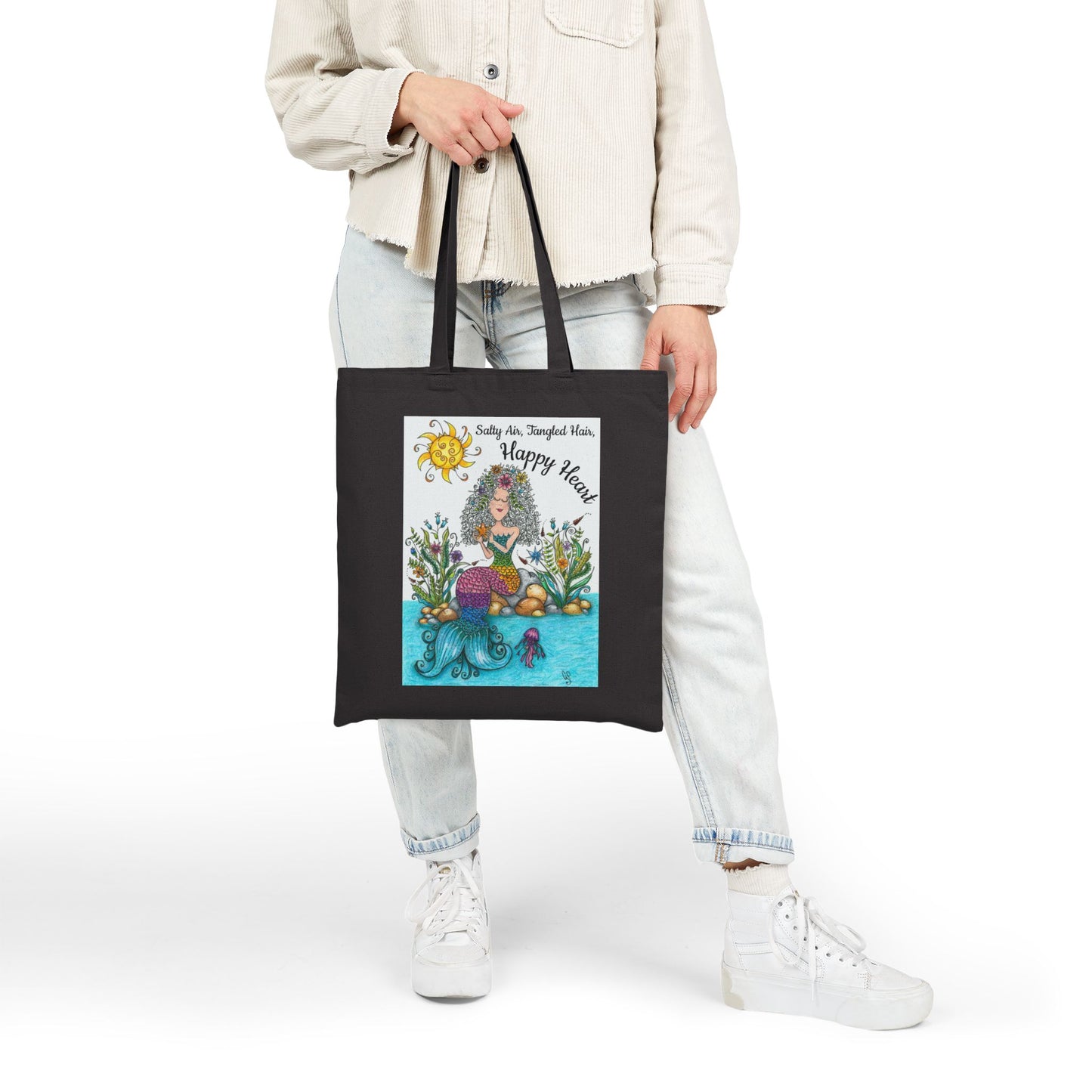 Mermaid Cotton Canvas Tote Bag