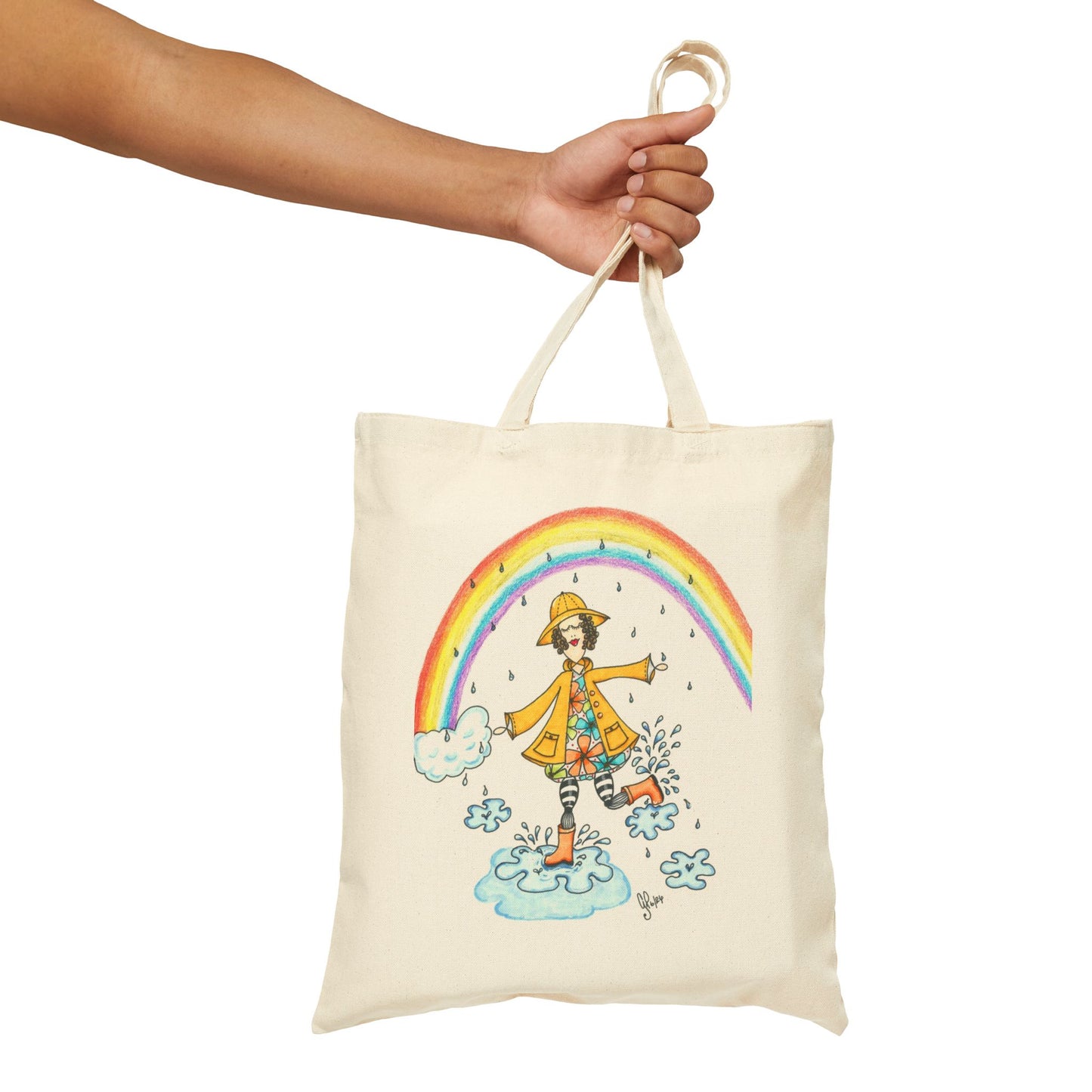 Dancing In The Rain Cotton Canvas Tote Bag