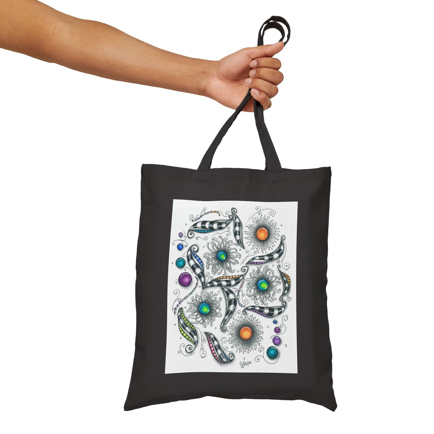 Zen Whimsy Cotton Canvas Tote Bag
