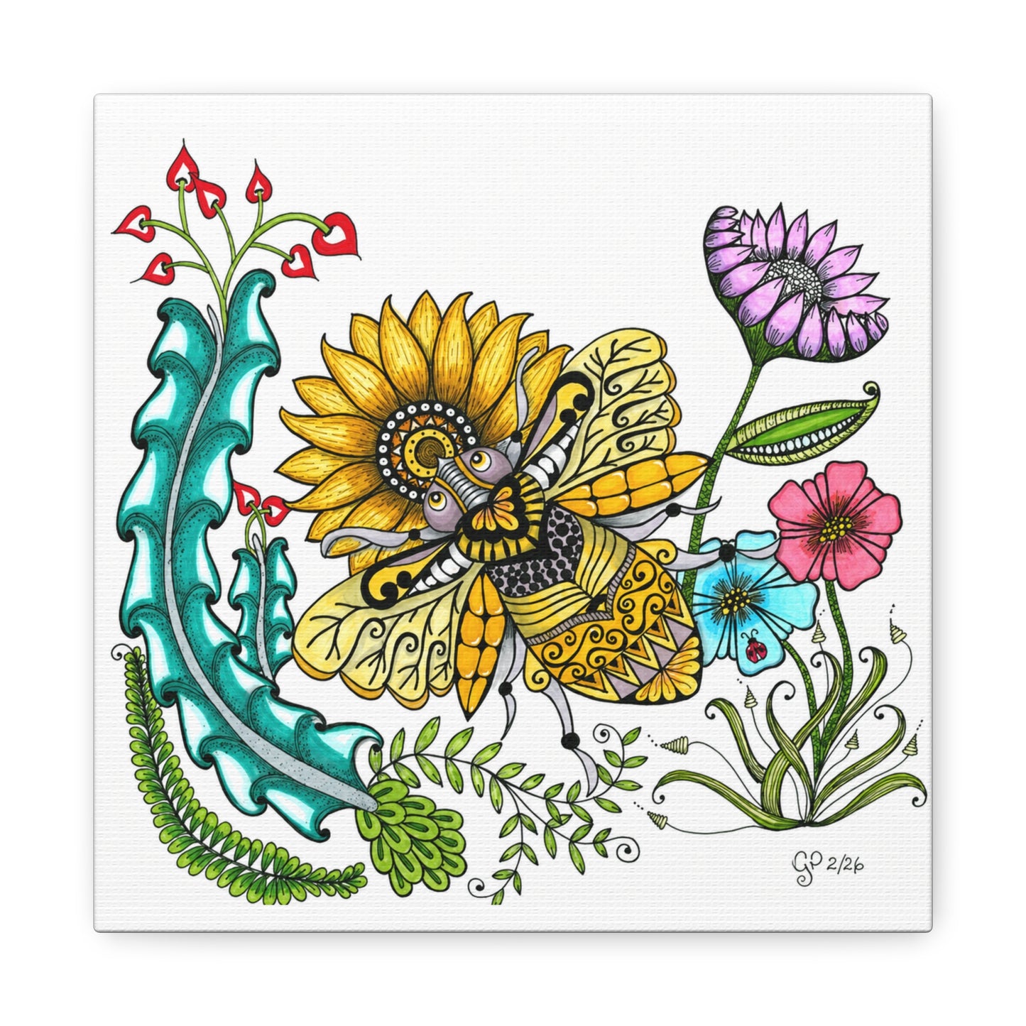 Boho Bumblebee Matte Canvas, Stretched, 1.25"