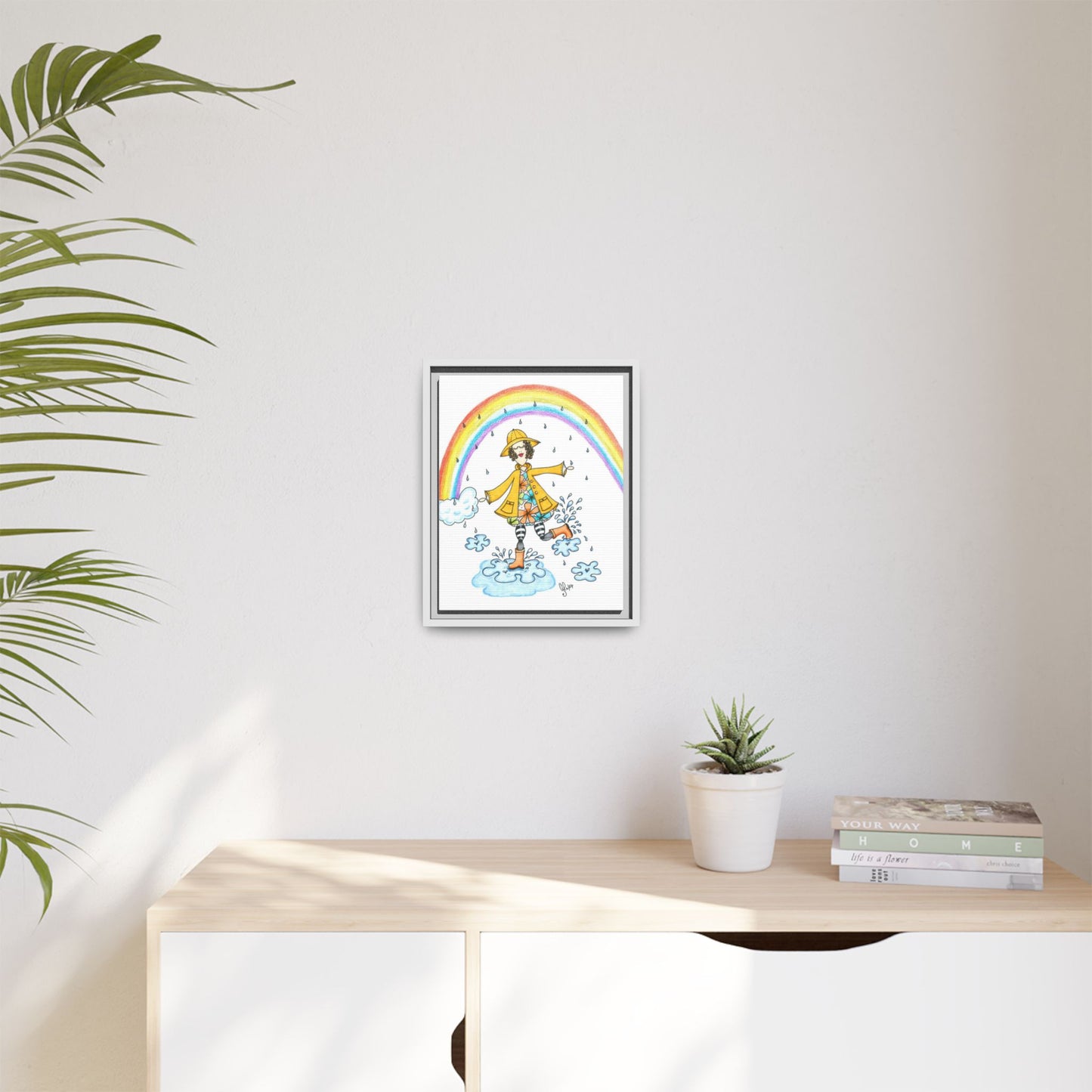 Dancing In The Rain Matte Canvas, Framed (Multi-color)