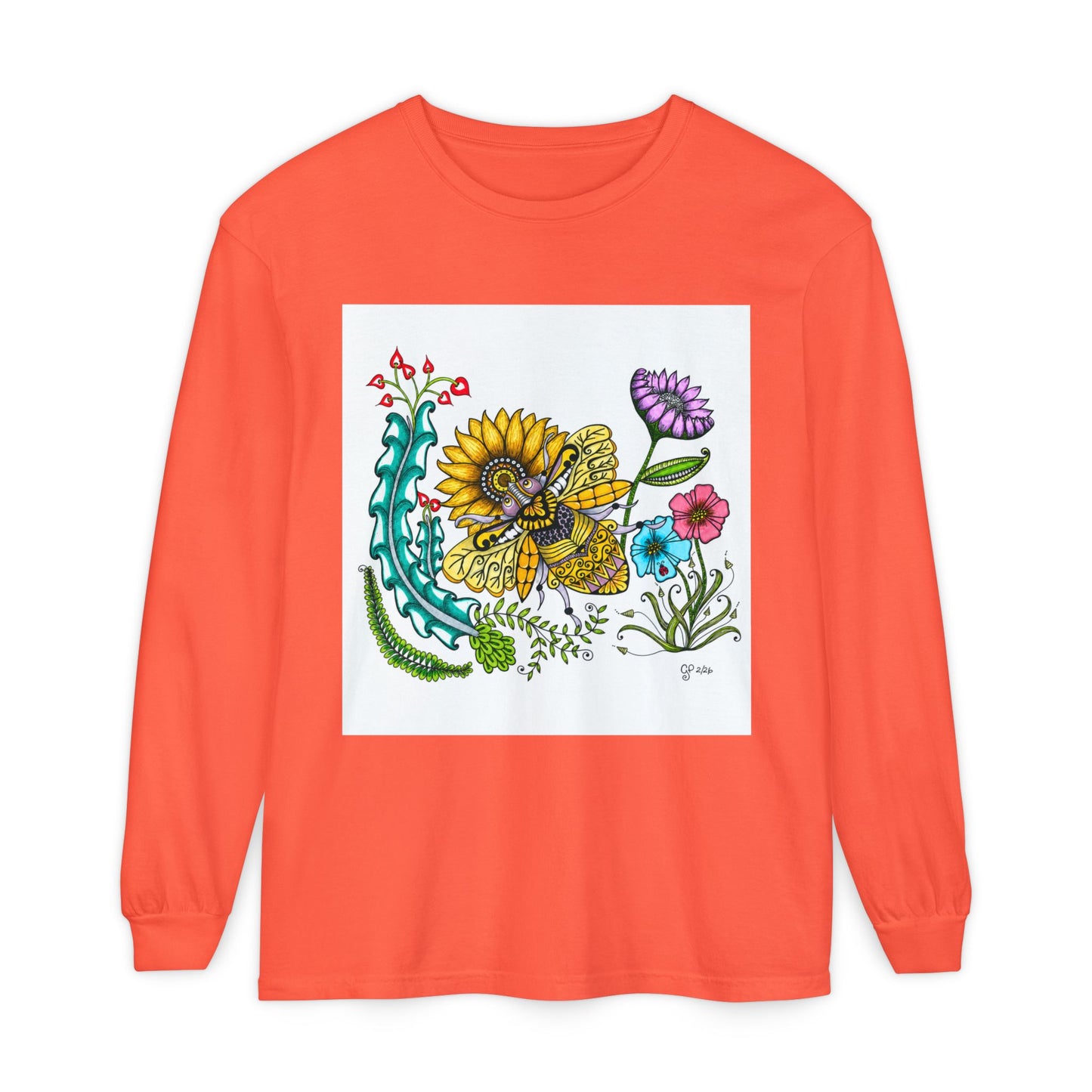 Boho Bumblebee Garment-dyed Long Sleeve T-Shirt