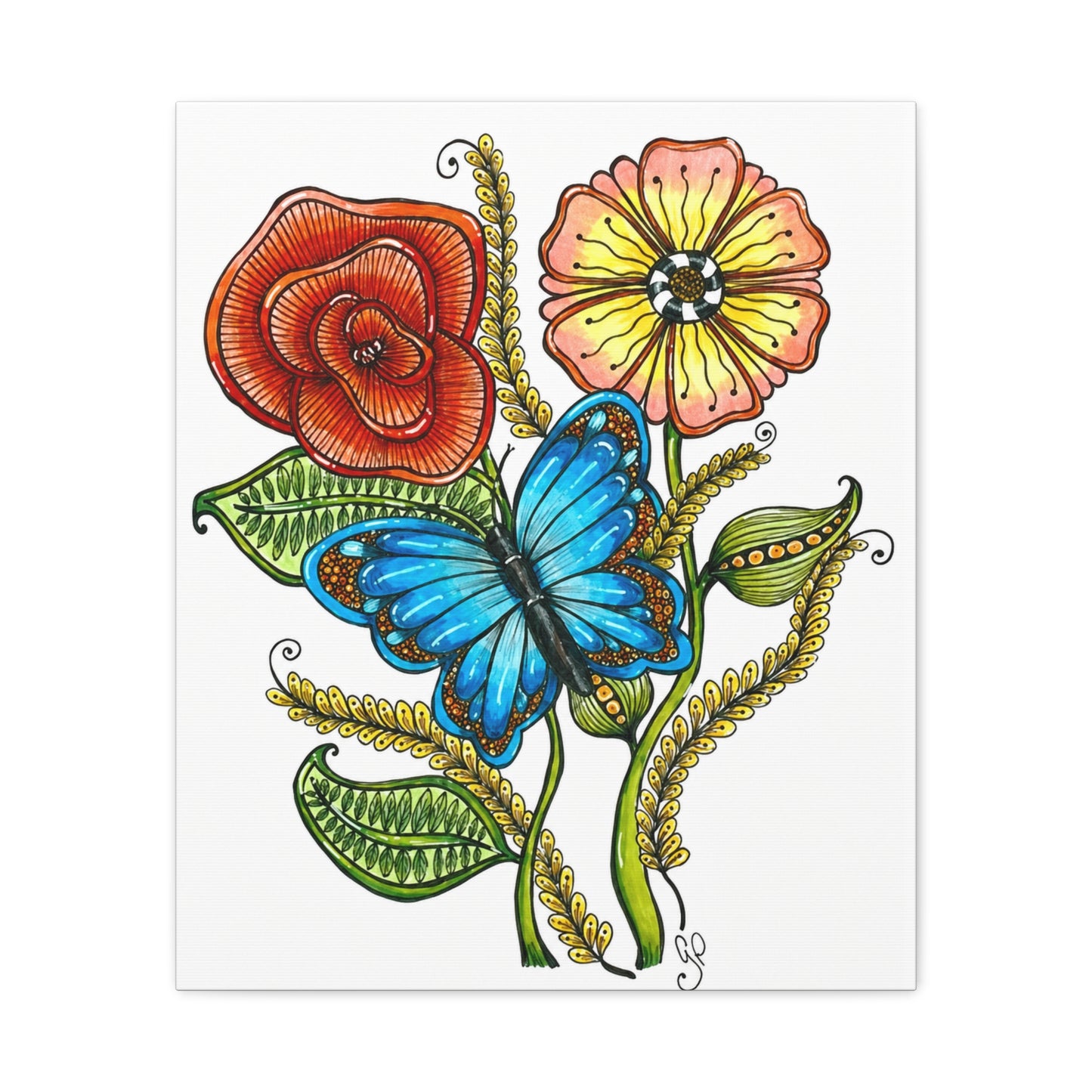 Blue Butterfly Matte Canvas, Stretched, 1.25"