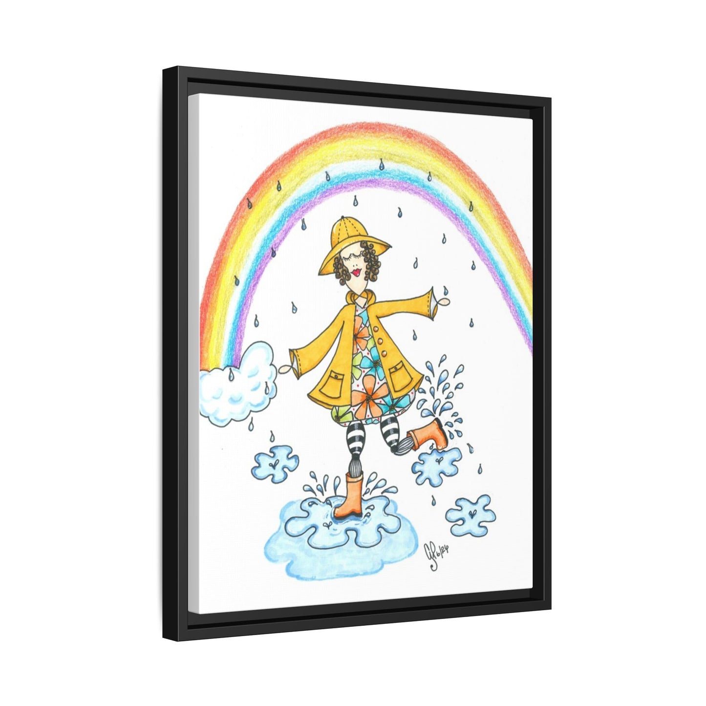Dancing In The Rain Matte Canvas, Framed (Multi-color)