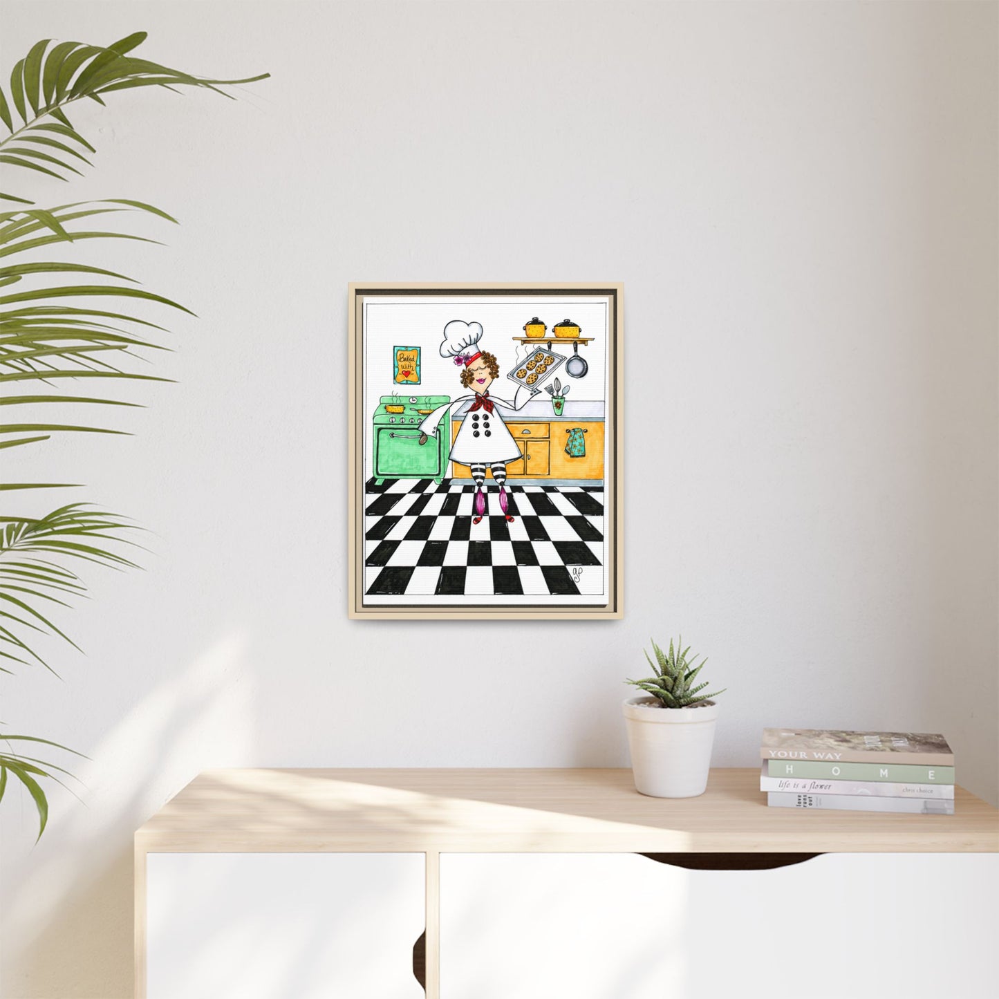She Bakes! Matte Canvas, Framed (Multi-color)