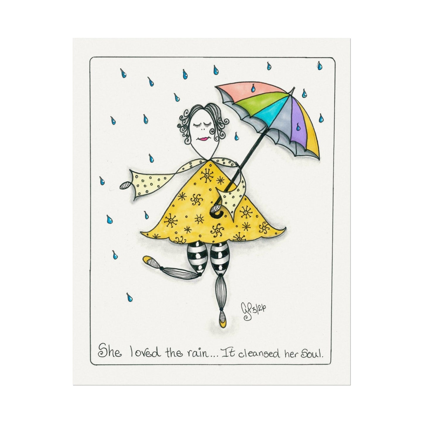 The Rain Cleansed Her Soul Textured Watercolor Matte Posters
