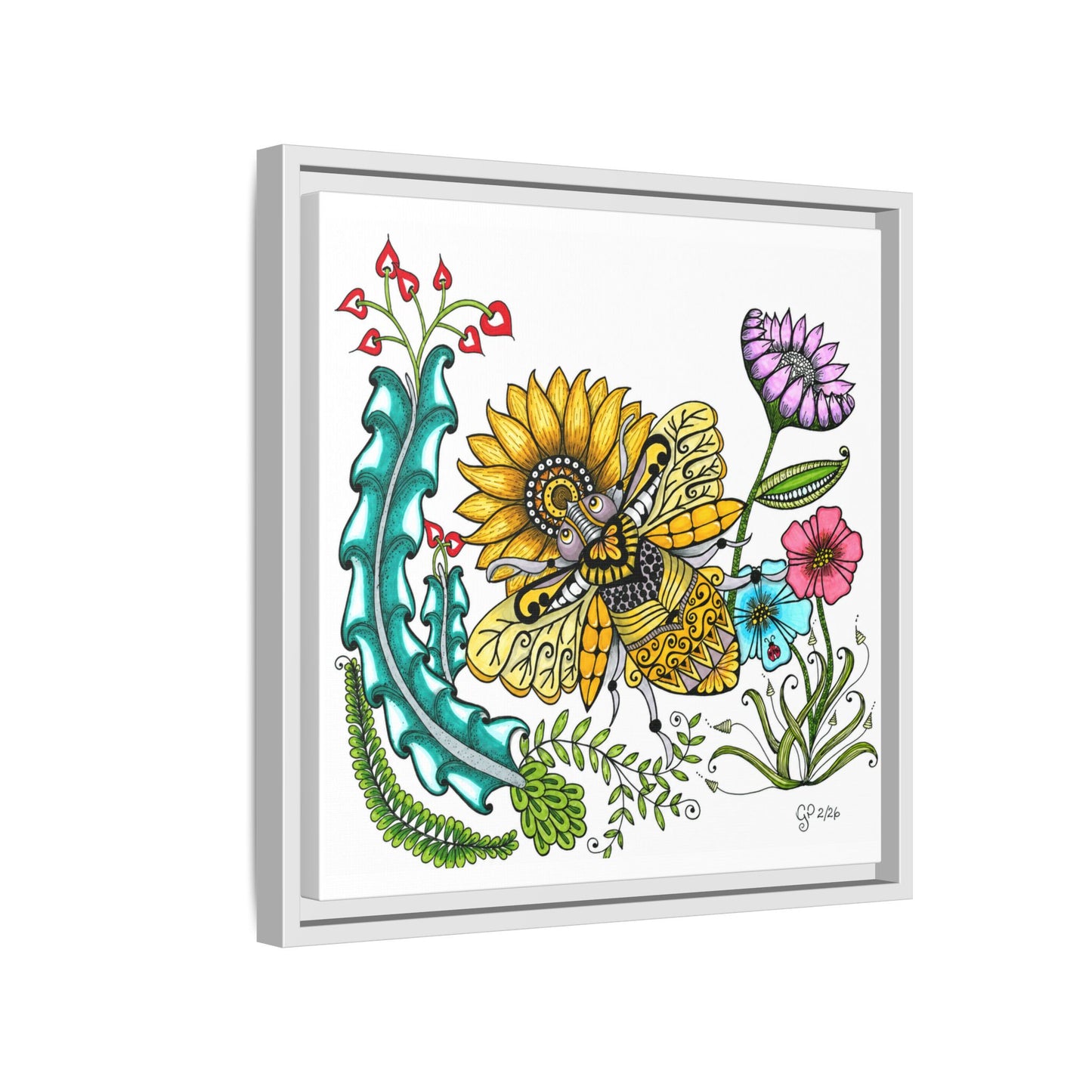 Boho Bumblebee Matte Canvas, Framed (Multi-color)
