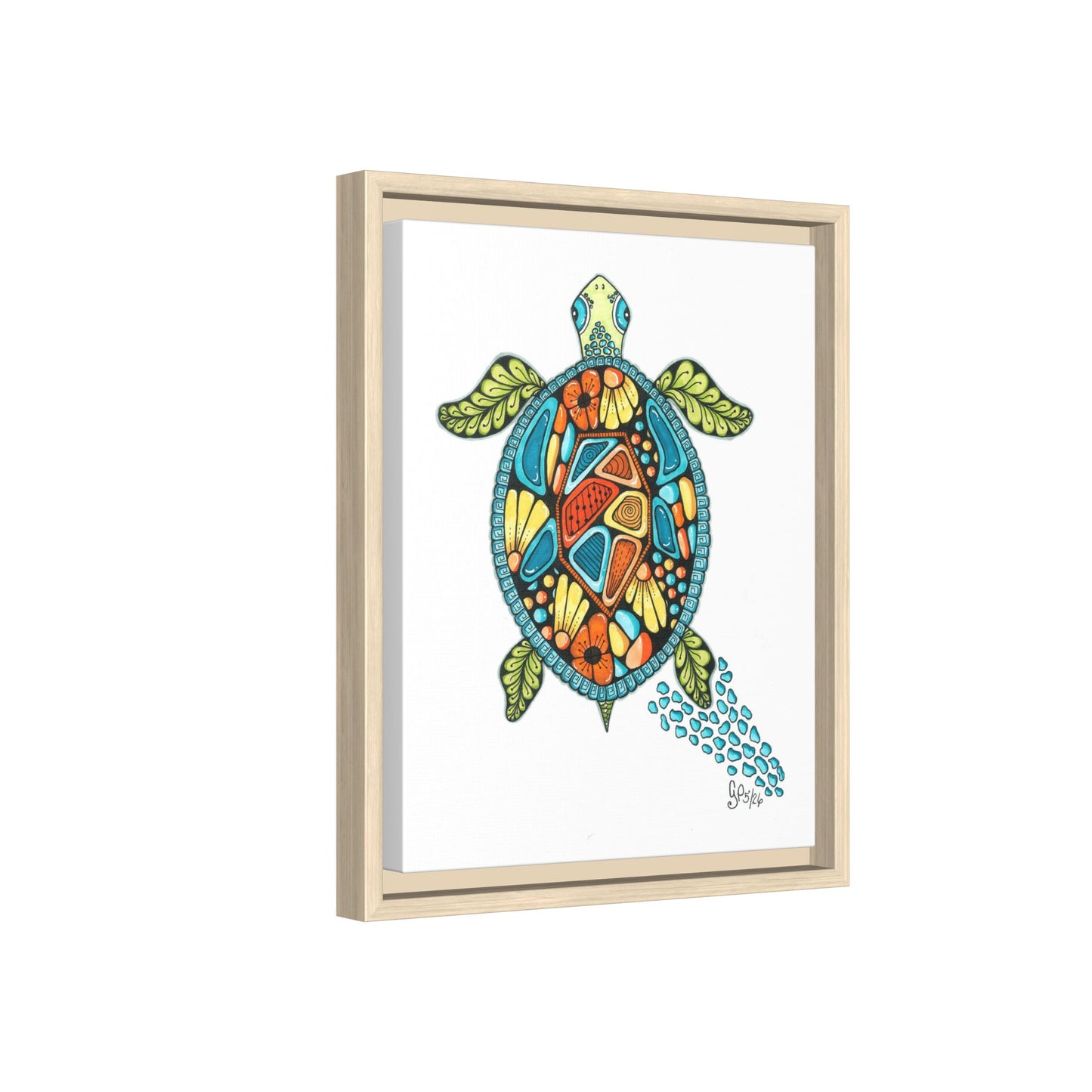 Sea Turtle Matte Canvas, Framed (Multi-color)