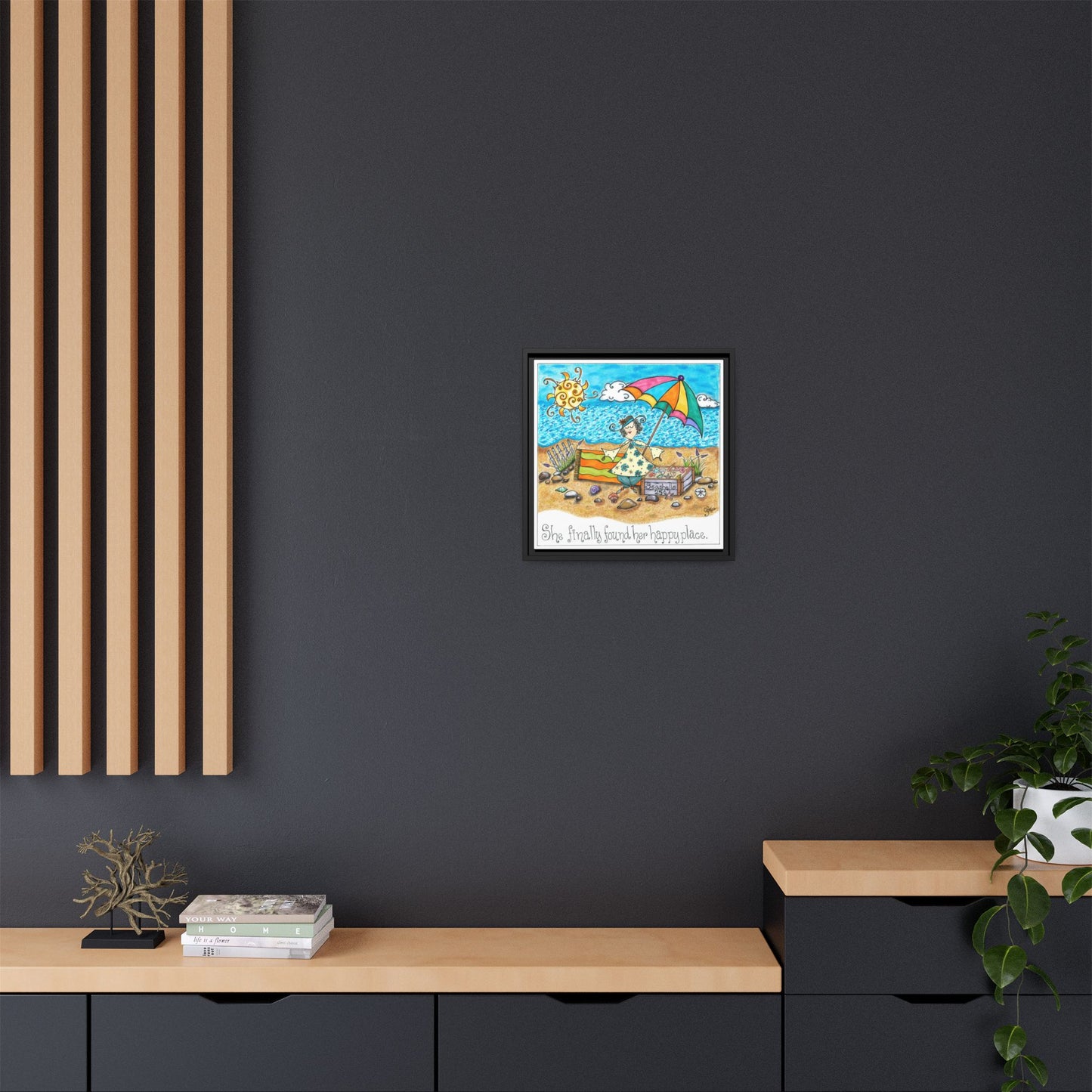 Her Happy Place Matte Canvas, Framed (Multi-color)