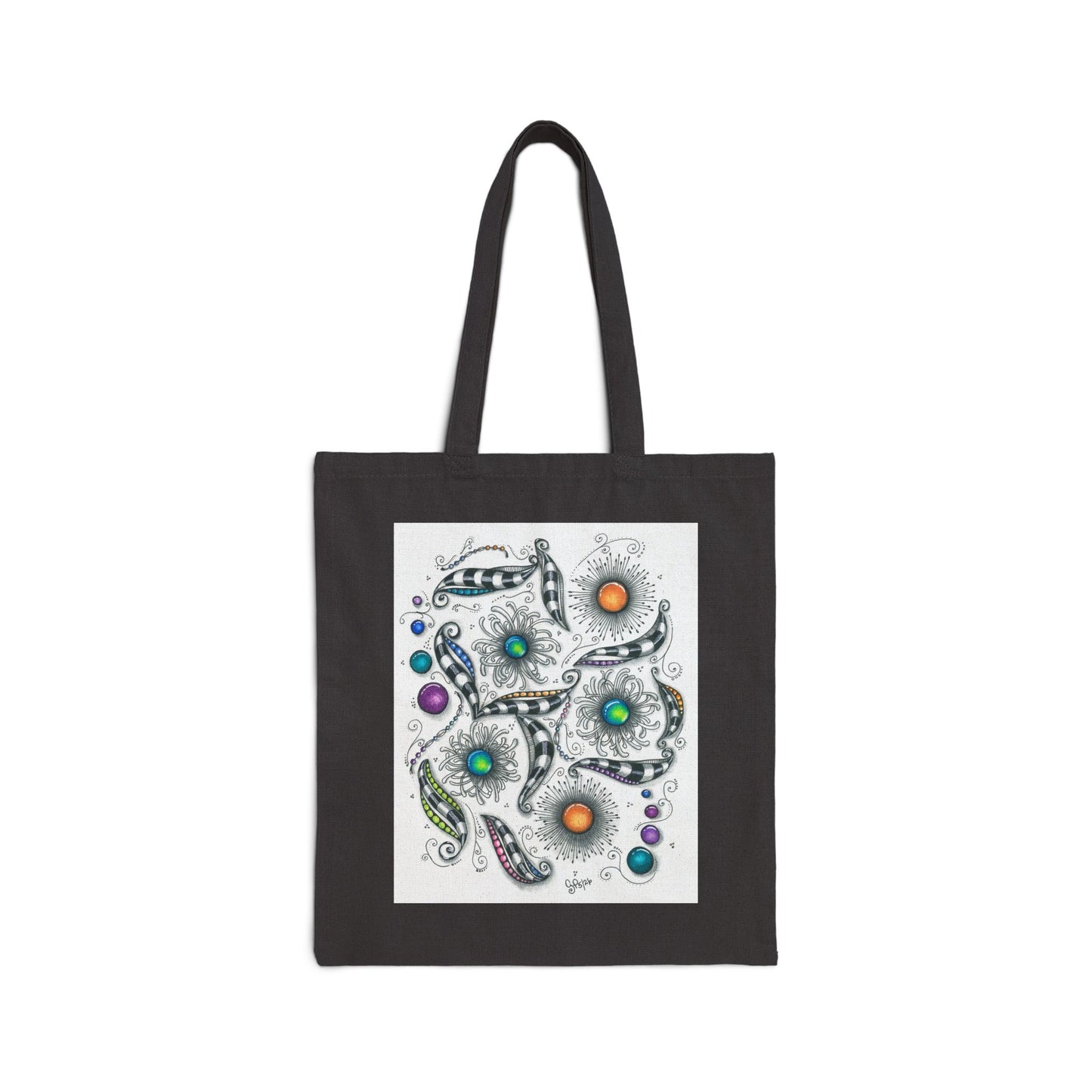 Zen Whimsy Cotton Canvas Tote Bag