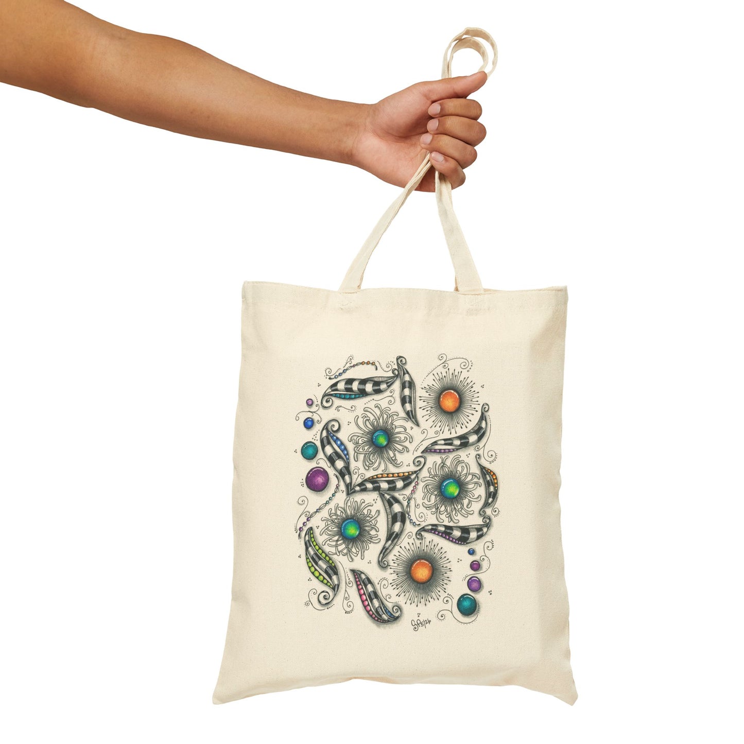 Zen Whimsy Cotton Canvas Tote Bag