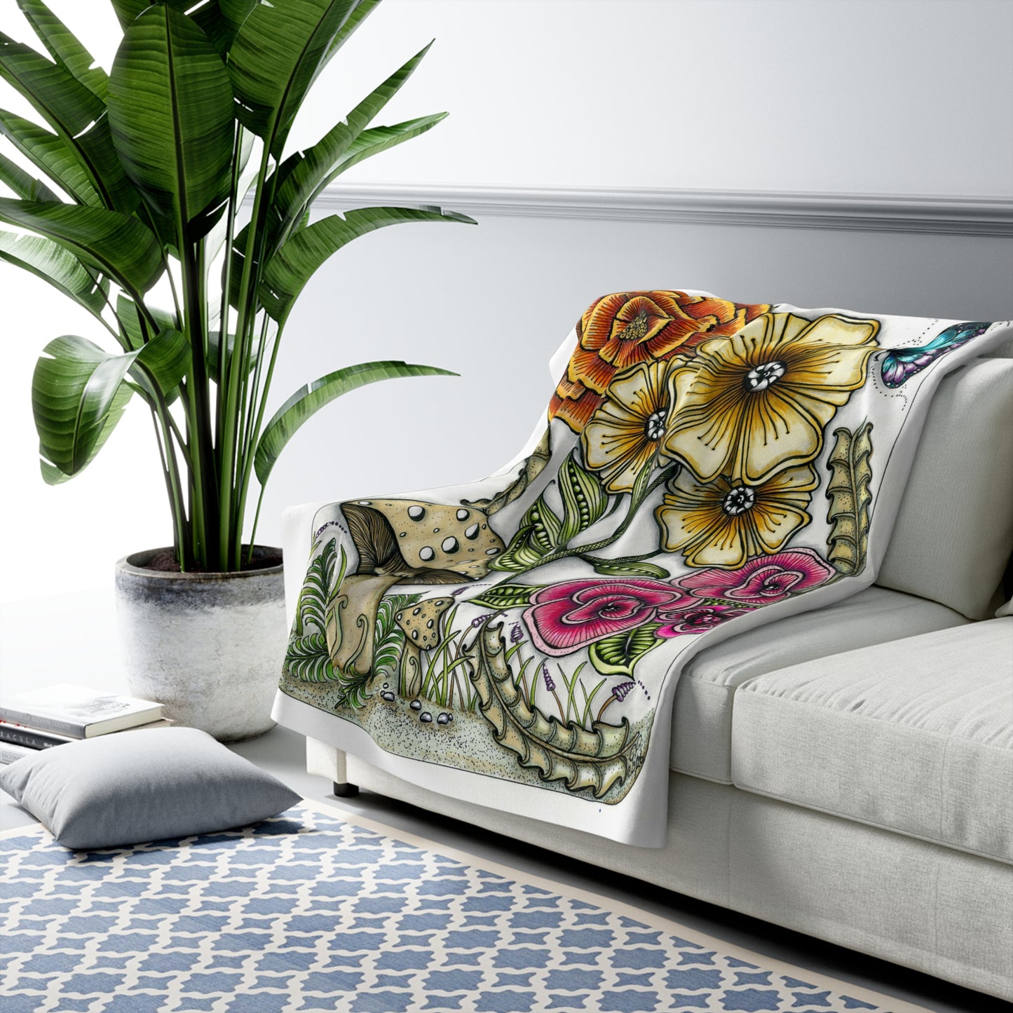 Wild Flowers Sherpa Fleece Blanket