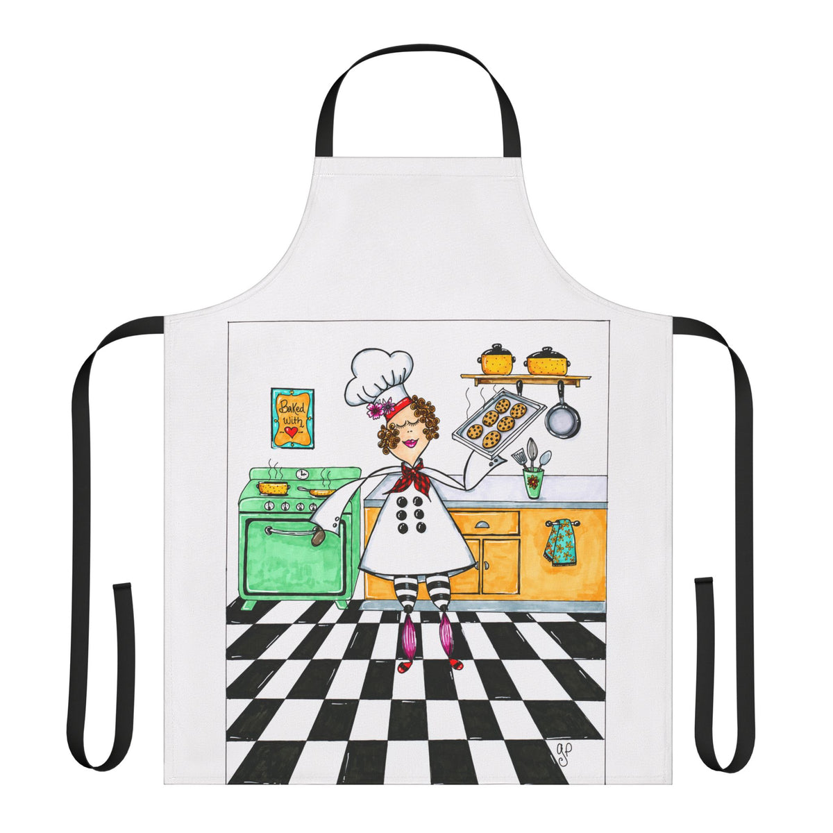 She Bakes! Apron, 5-Color Straps (AOP)