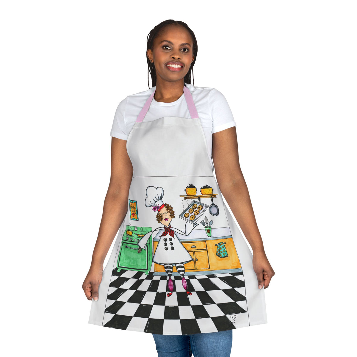 She Bakes! Apron, 5-Color Straps (AOP)