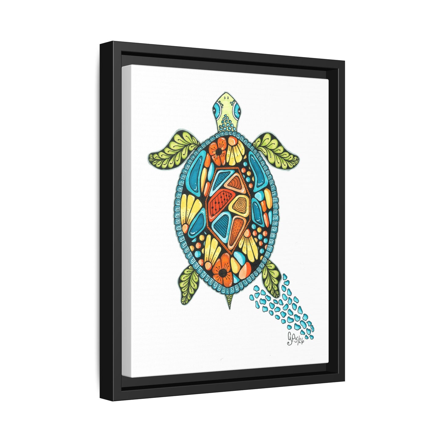 Sea Turtle Matte Canvas, Framed (Multi-color)