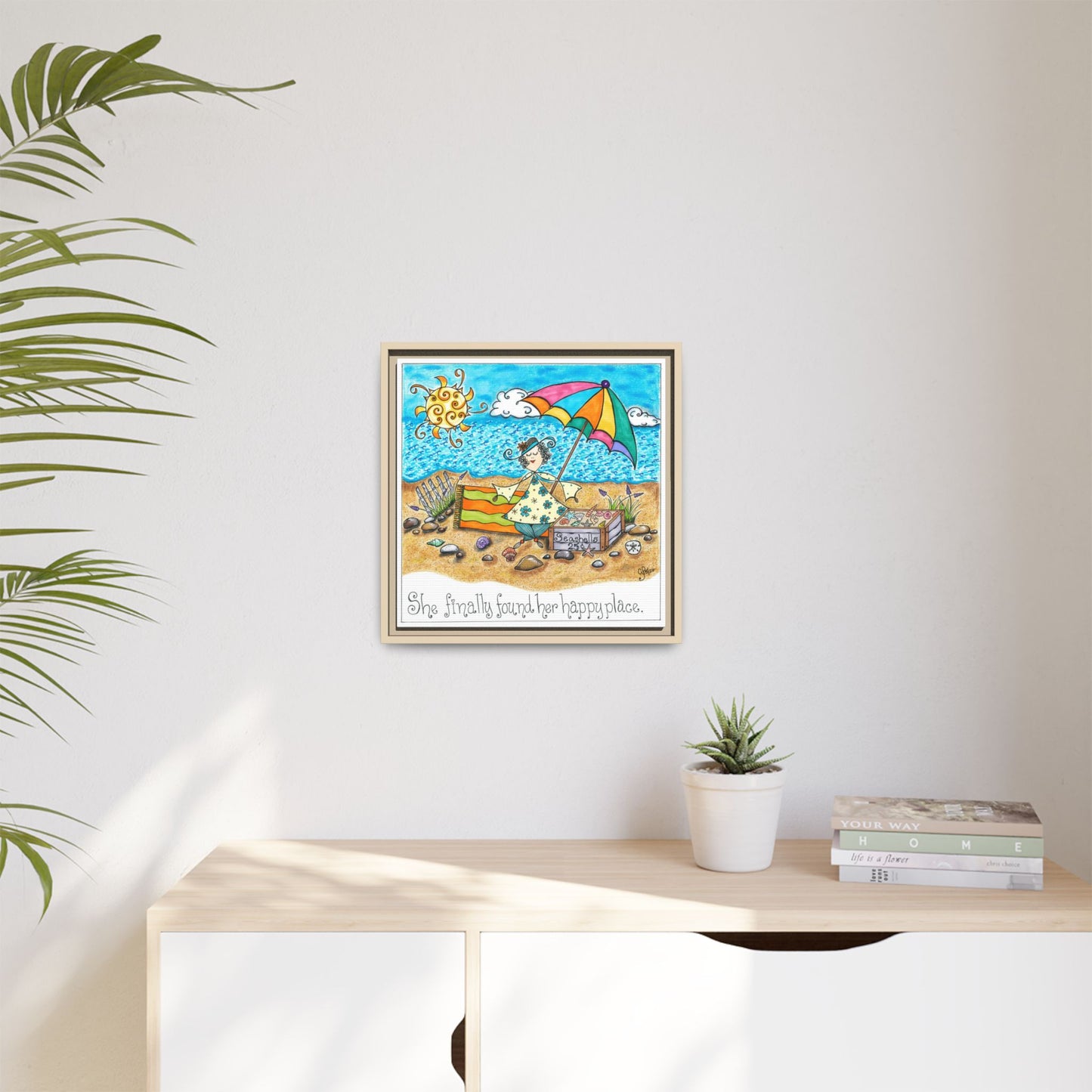Her Happy Place Matte Canvas, Framed (Multi-color)
