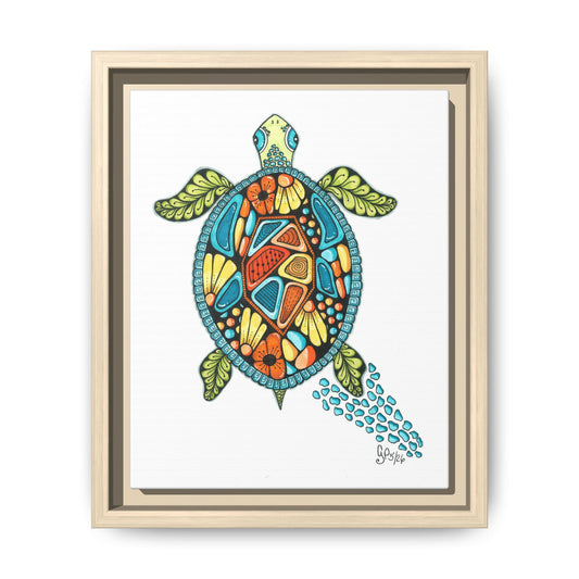 Sea Turtle Matte Canvas, Framed (Multi-color)