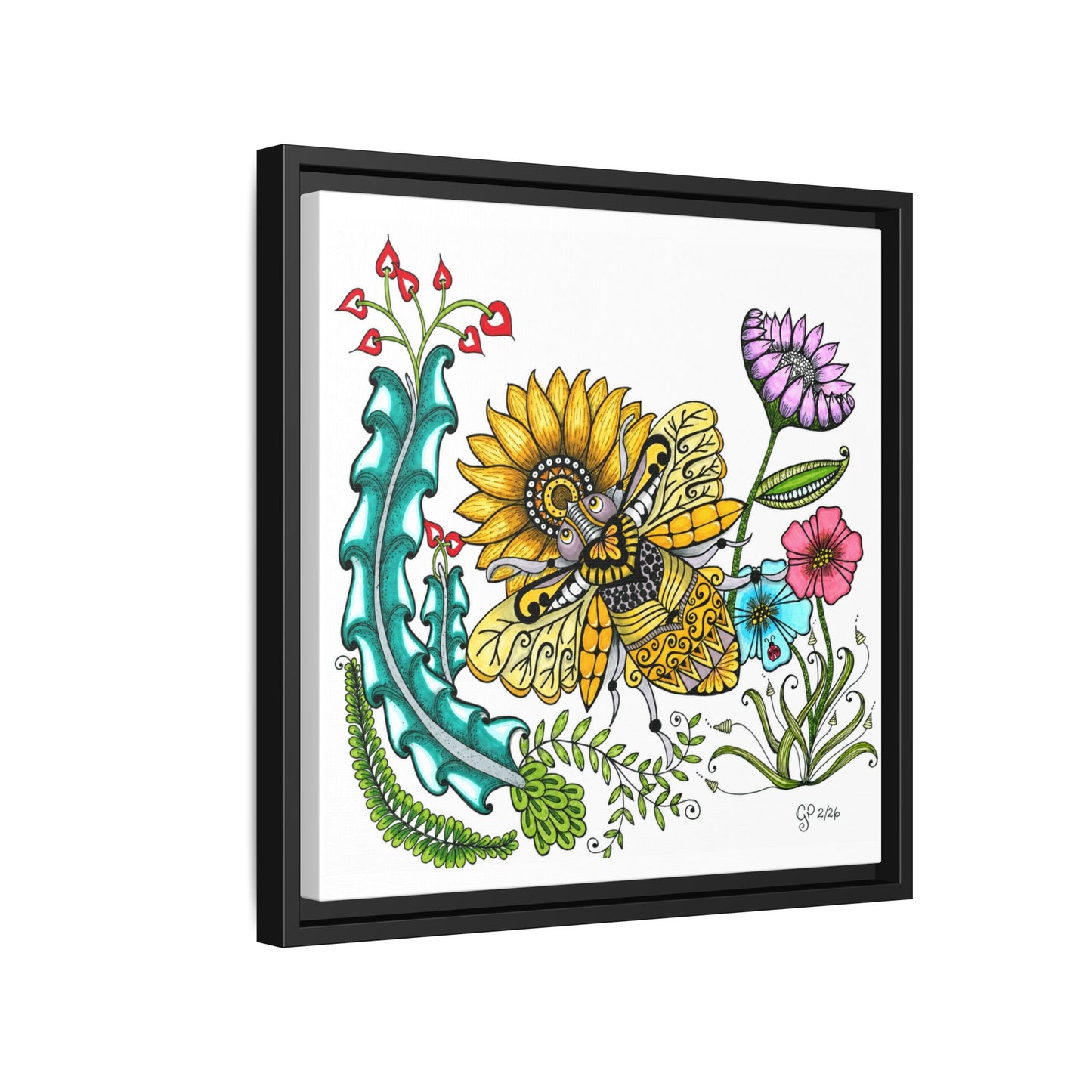 Boho Bumblebee Matte Canvas, Framed (Multi-color)