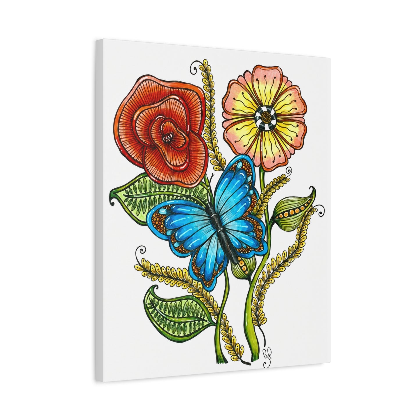 Blue Butterfly Matte Canvas, Stretched, 1.25"