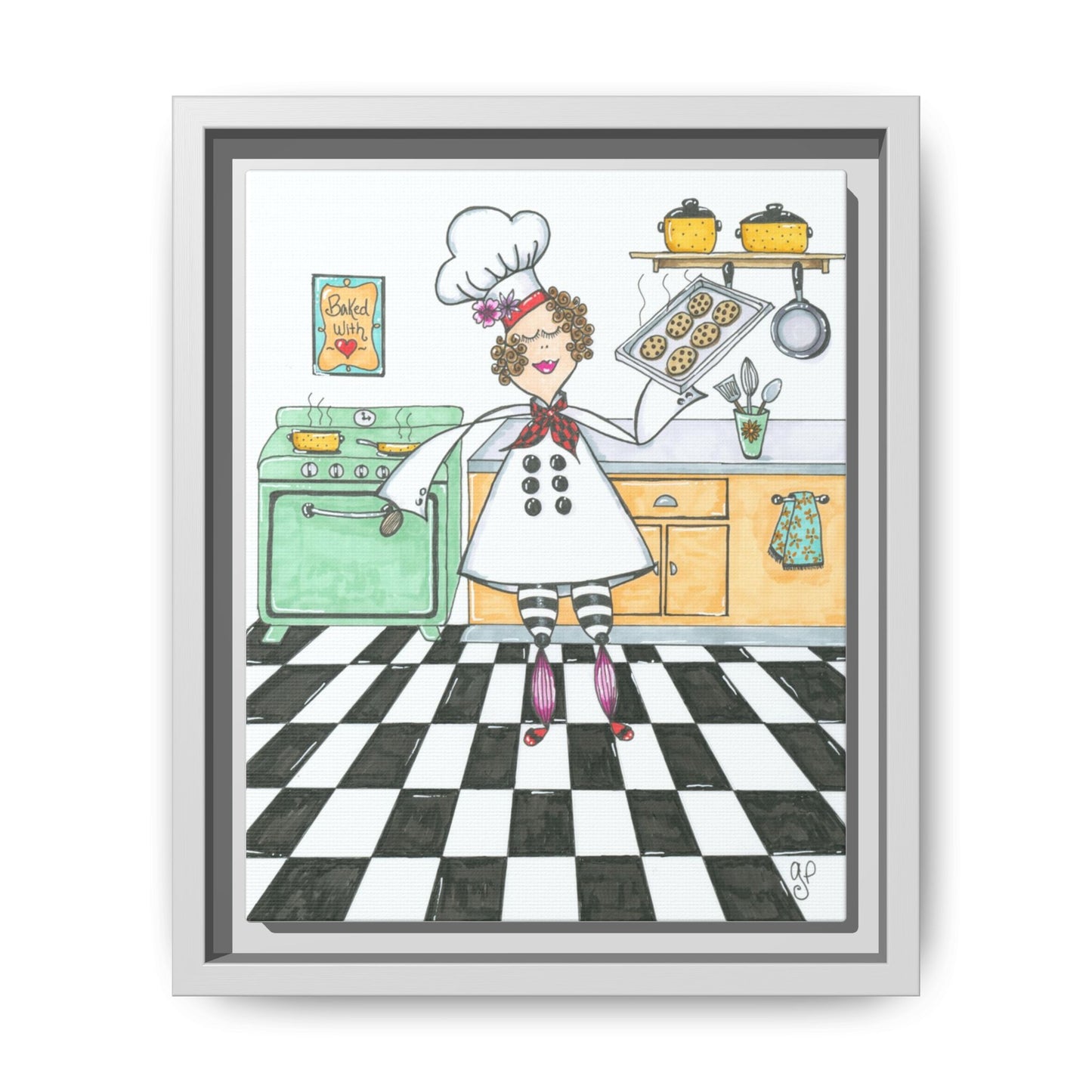 She Bakes! Matte Canvas, Framed (Multi-color)