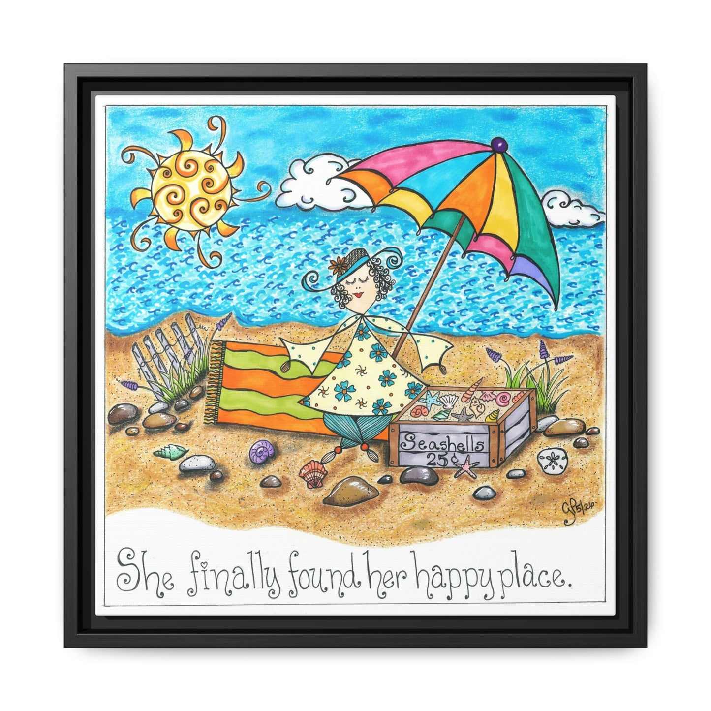 Her Happy Place Matte Canvas, Framed (Multi-color)