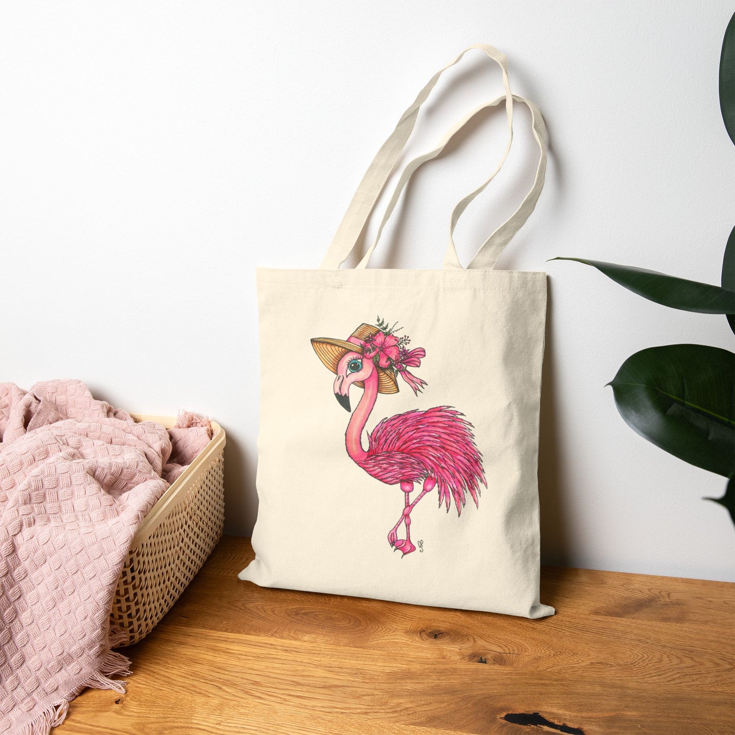 Flamingo Cotton Canvas Tote Bag