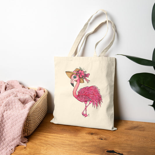 Flamingo Cotton Canvas Tote Bag