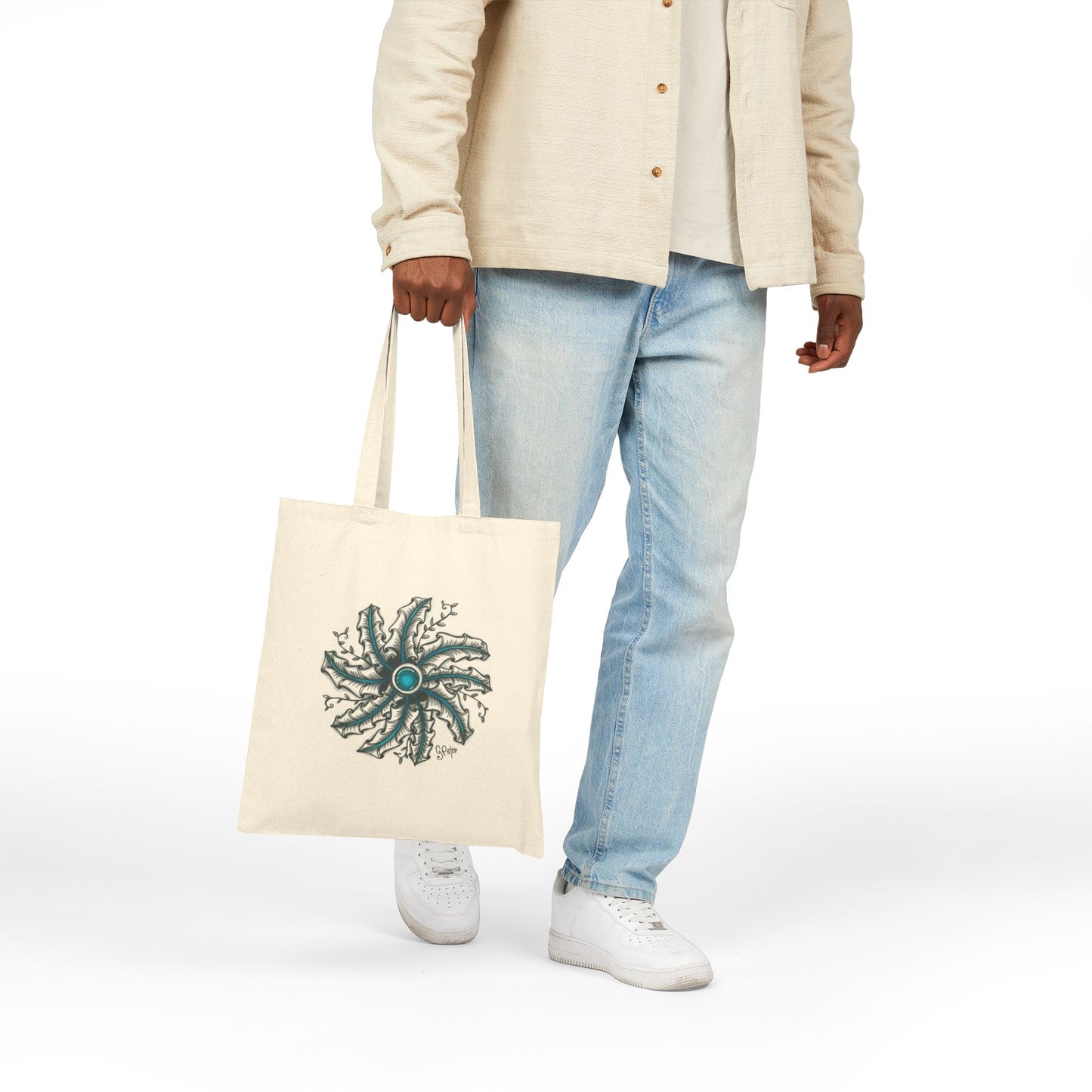 Zen Medallion Cotton Canvas Tote Bag