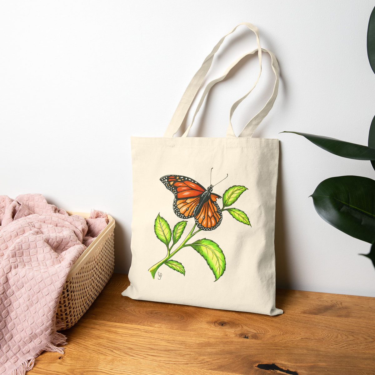 Larry The Butterfly Cotton Canvas Tote Bag